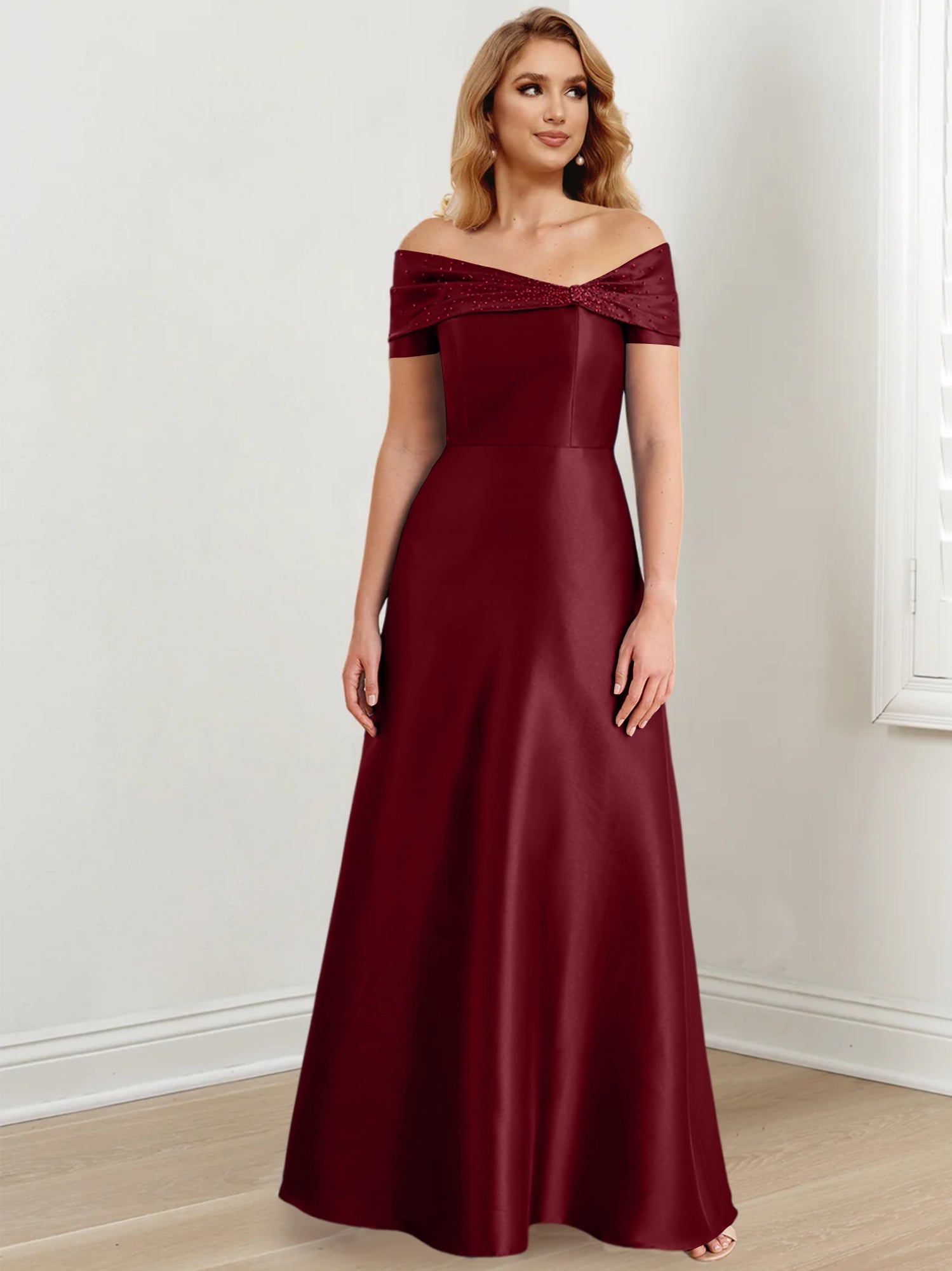 Long Off the Shoulder Mother of the Bride A Line Dresses