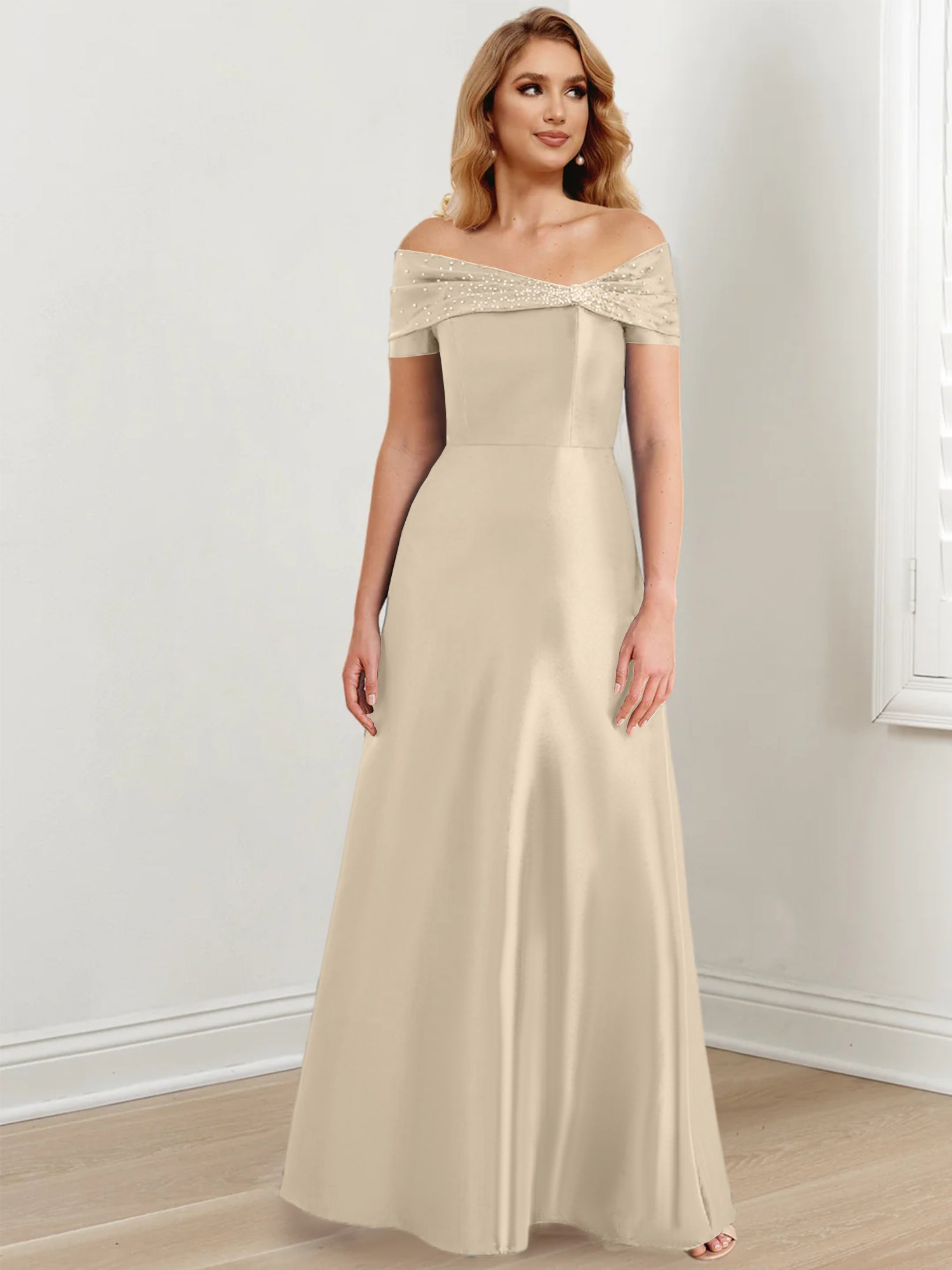 Long Off the Shoulder Mother of the Bride A Line Dresses