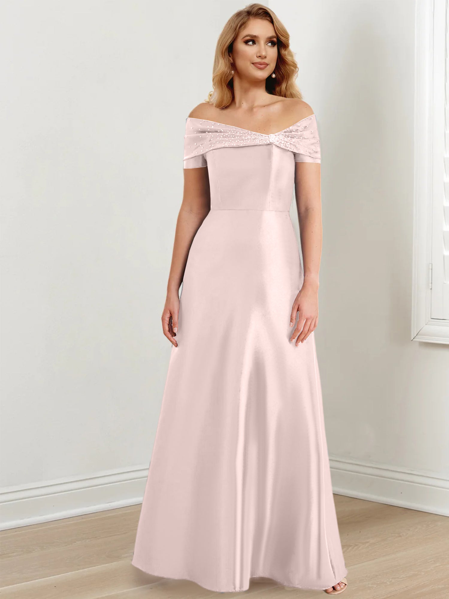 Long Off the Shoulder Mother of the Bride A Line Dresses
