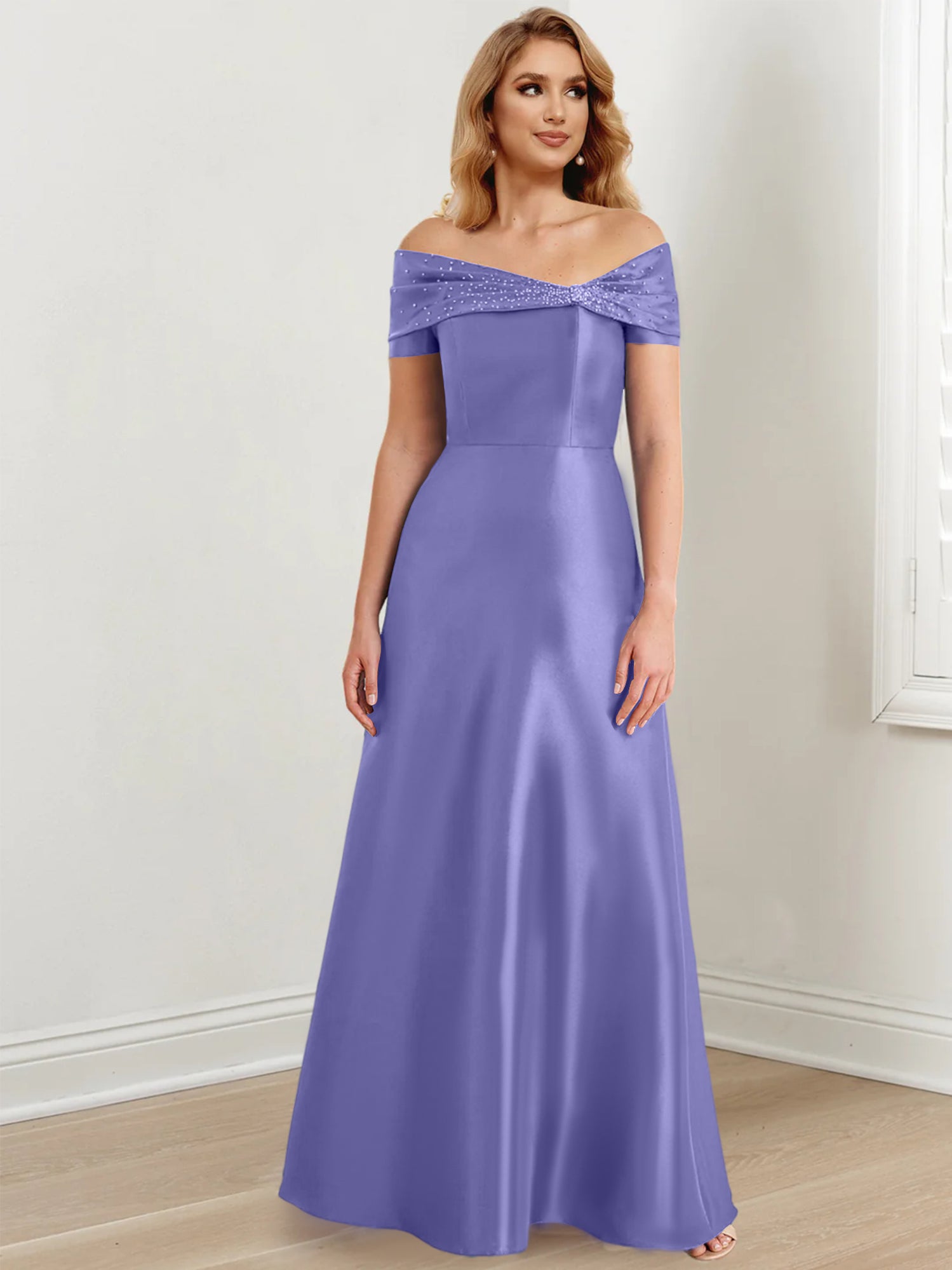 Long Off the Shoulder Mother of the Bride A Line Dresses