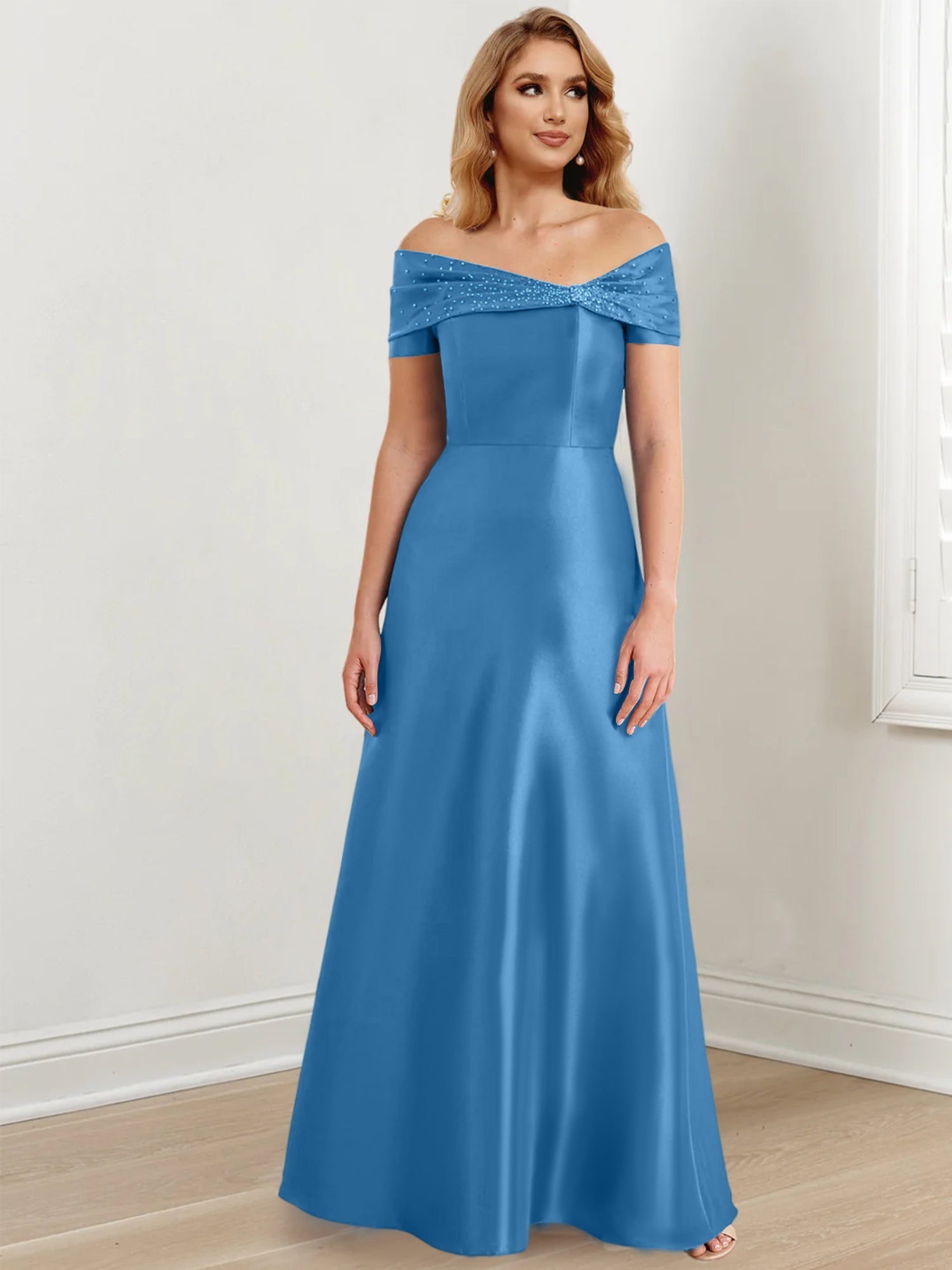 Long Off the Shoulder Mother of the Bride A Line Dresses