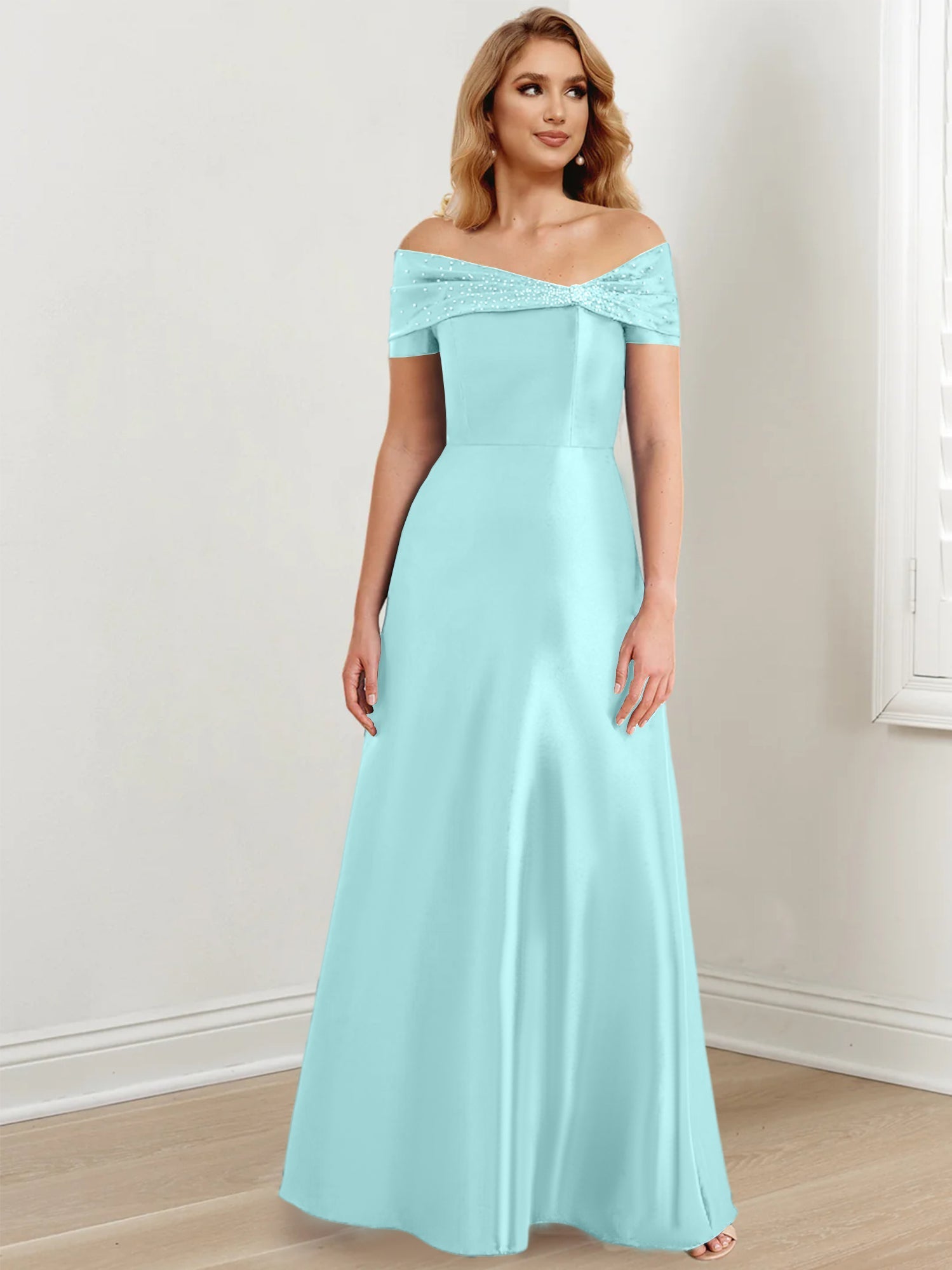 Long Off the Shoulder Mother of the Bride A Line Dresses