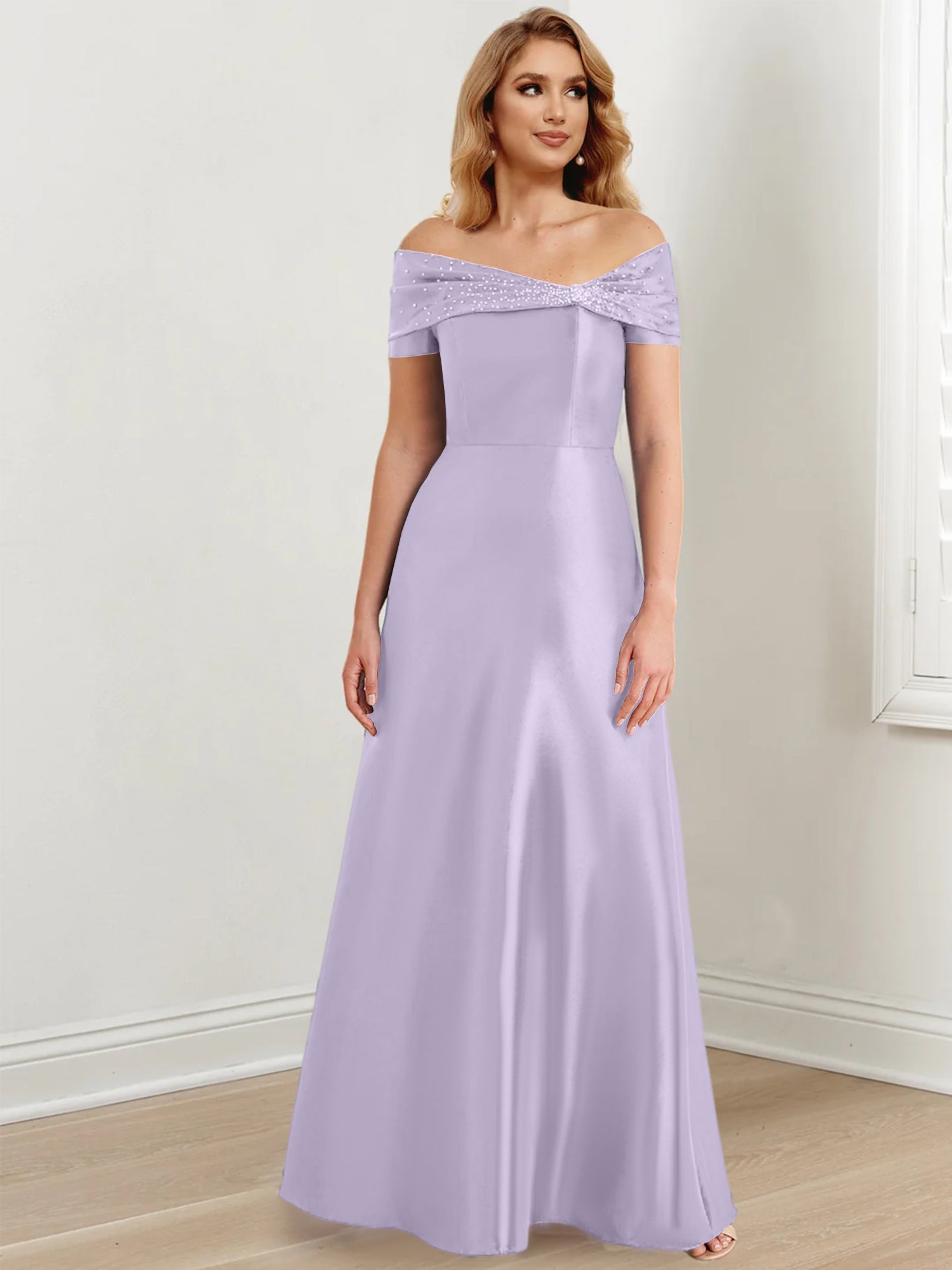 Long Off the Shoulder Mother of the Bride A Line Dresses