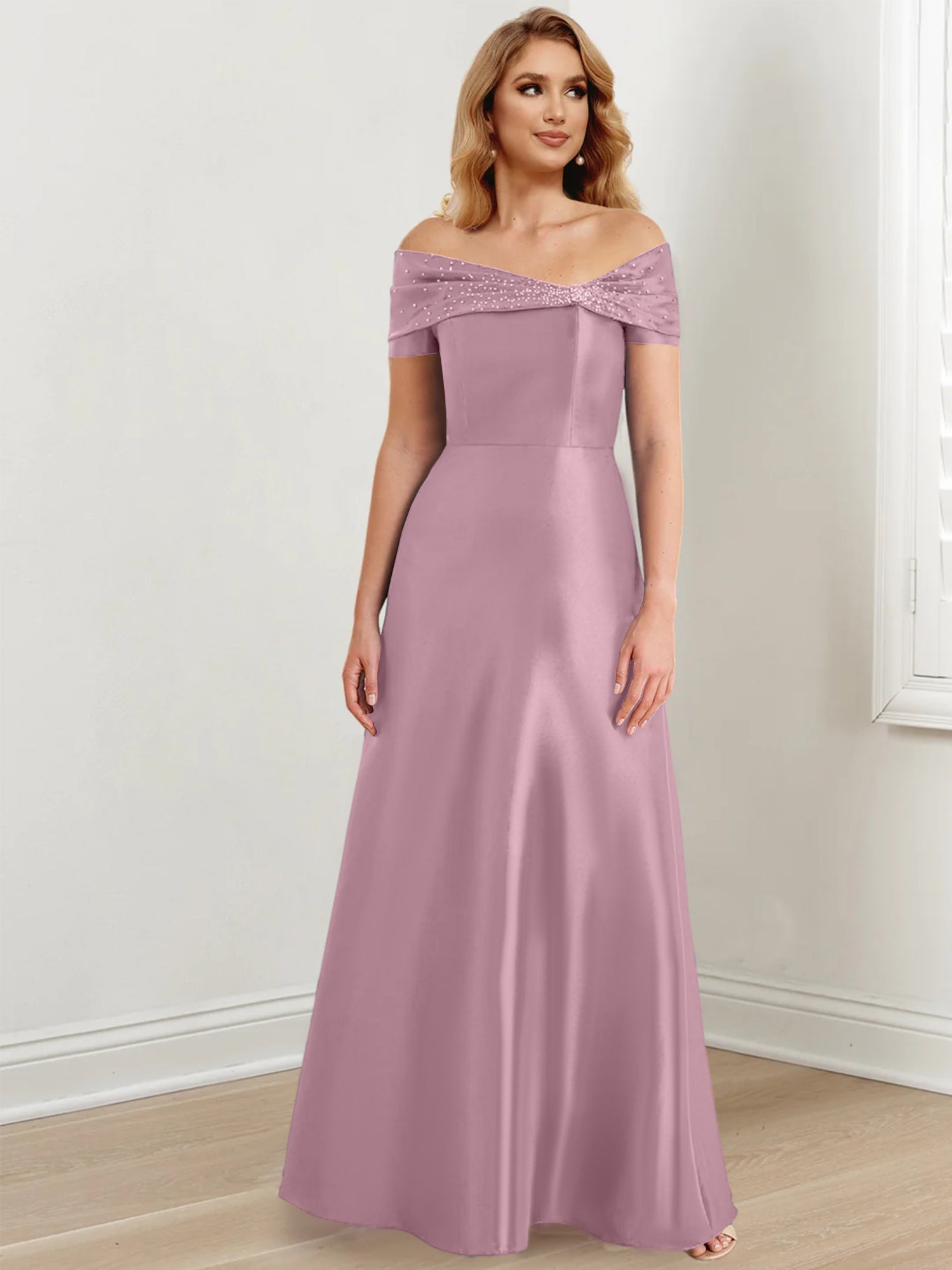 Long Off the Shoulder Mother of the Bride A Line Dresses
