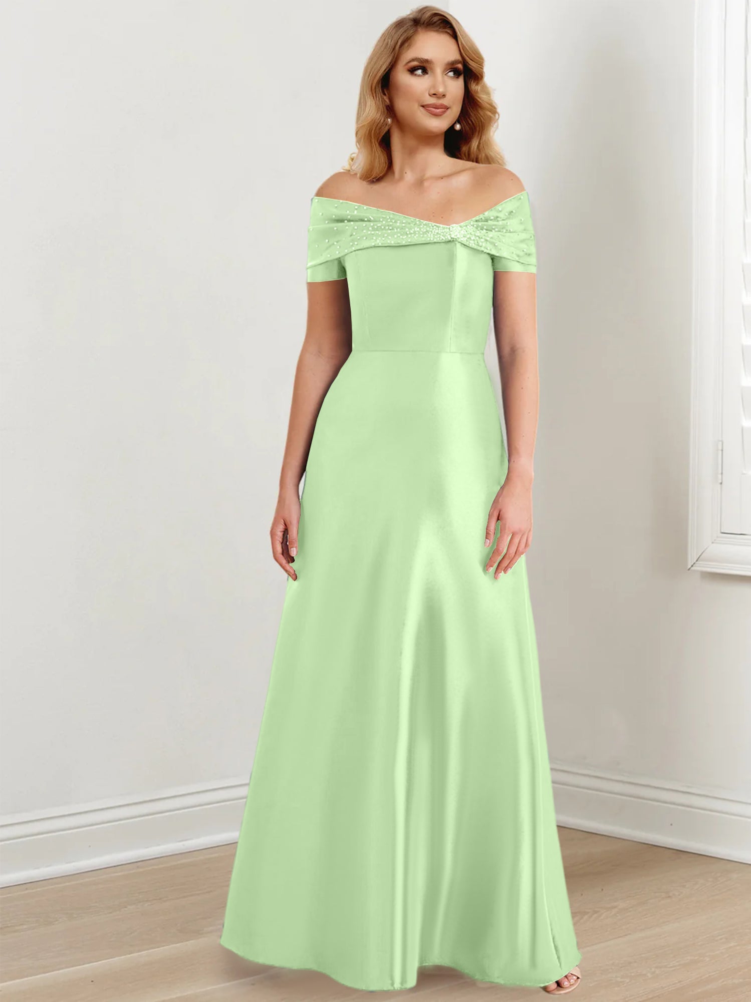 Long Off the Shoulder Mother of the Bride A Line Dresses