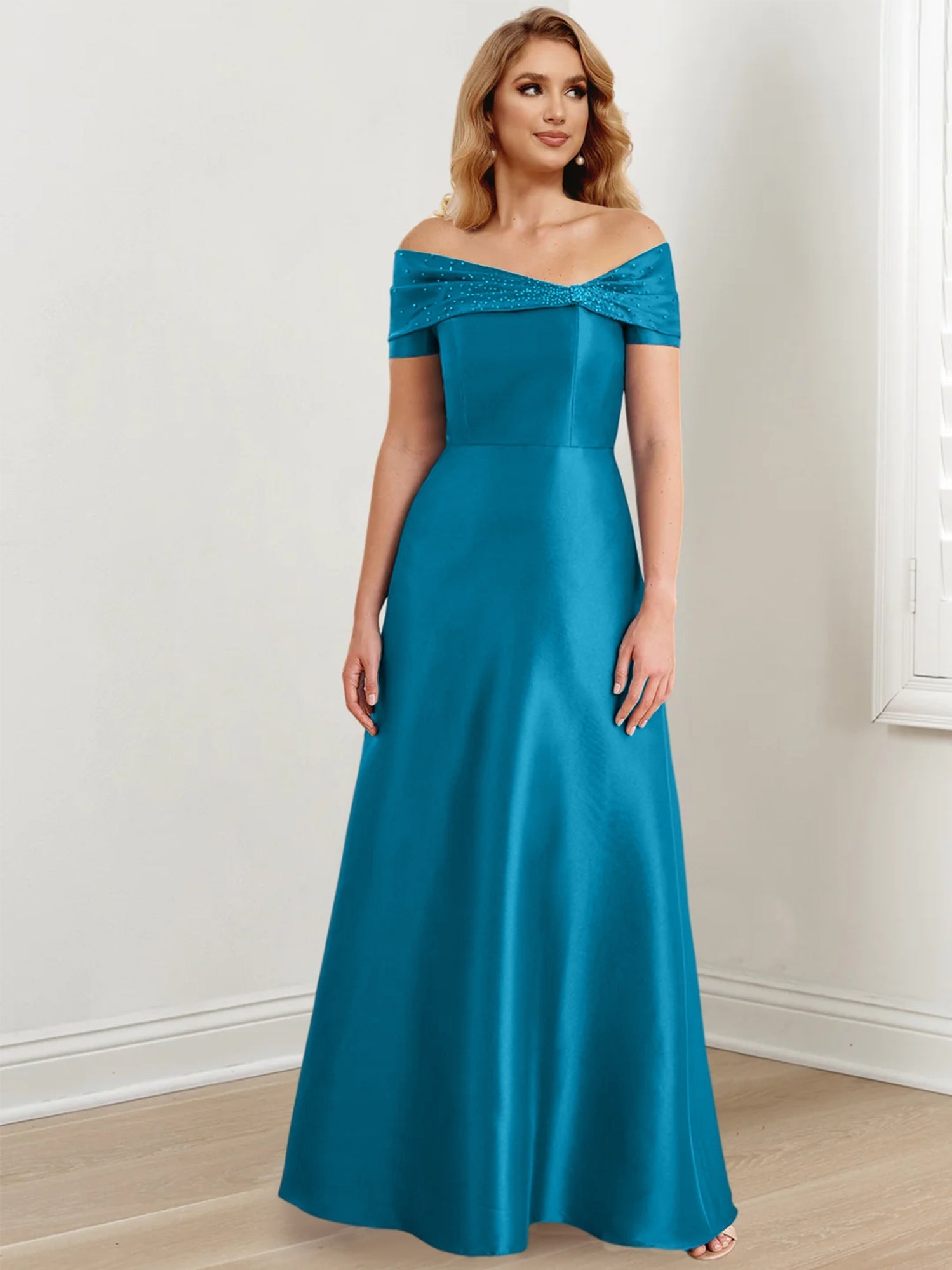 Long Off the Shoulder Mother of the Bride A Line Dresses