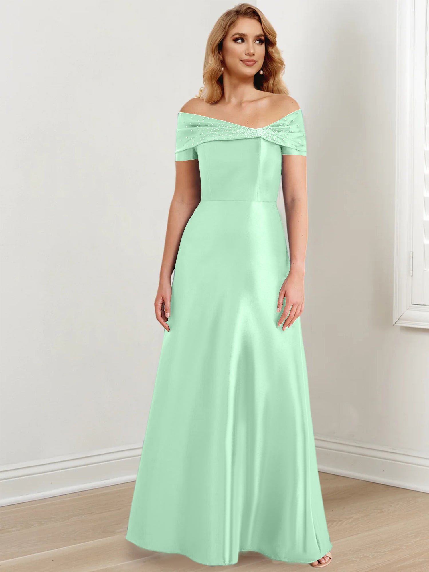 Long Off the Shoulder Mother of the Bride A Line Dresses