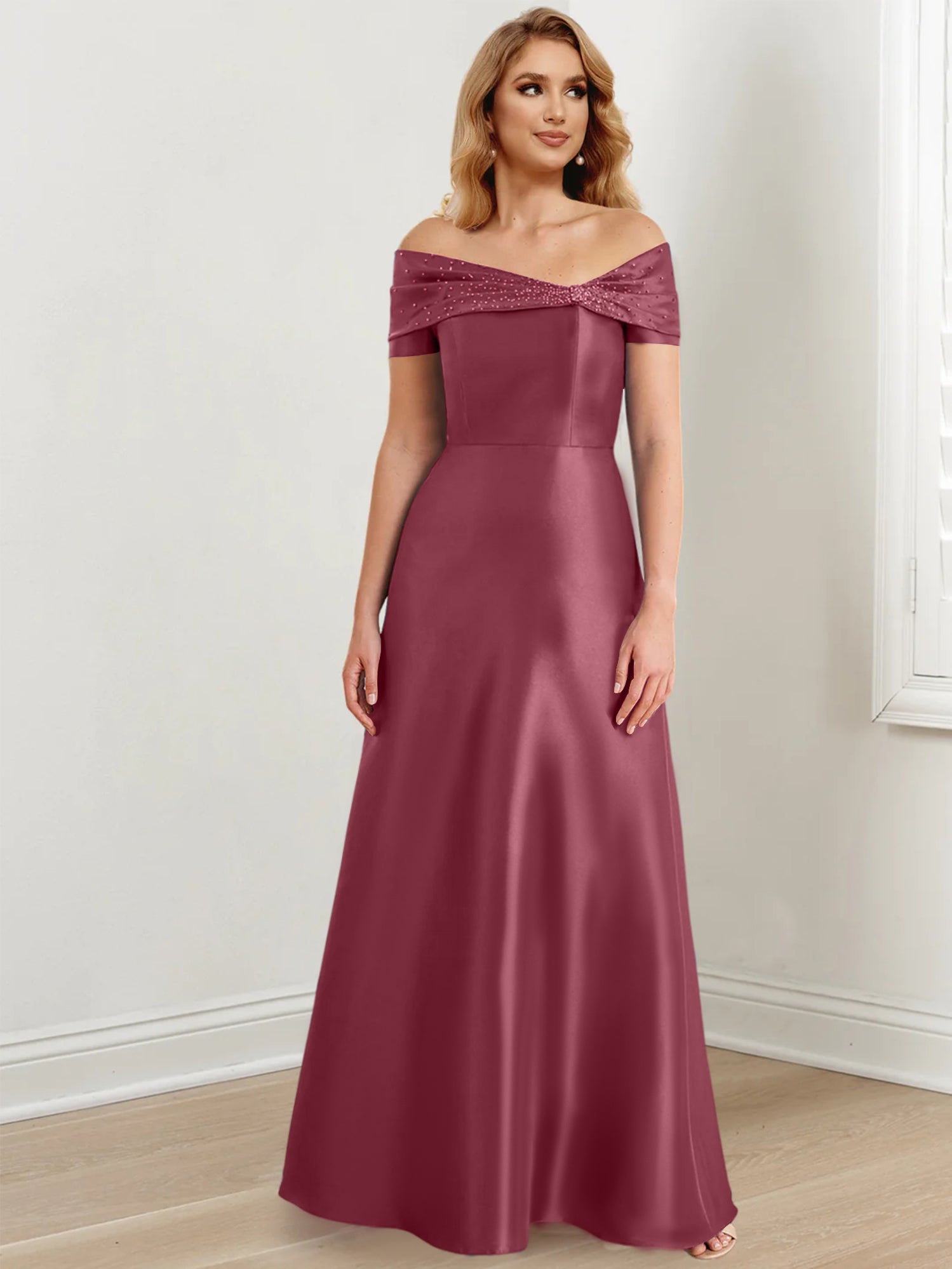 Long Off the Shoulder Mother of the Bride A Line Dresses