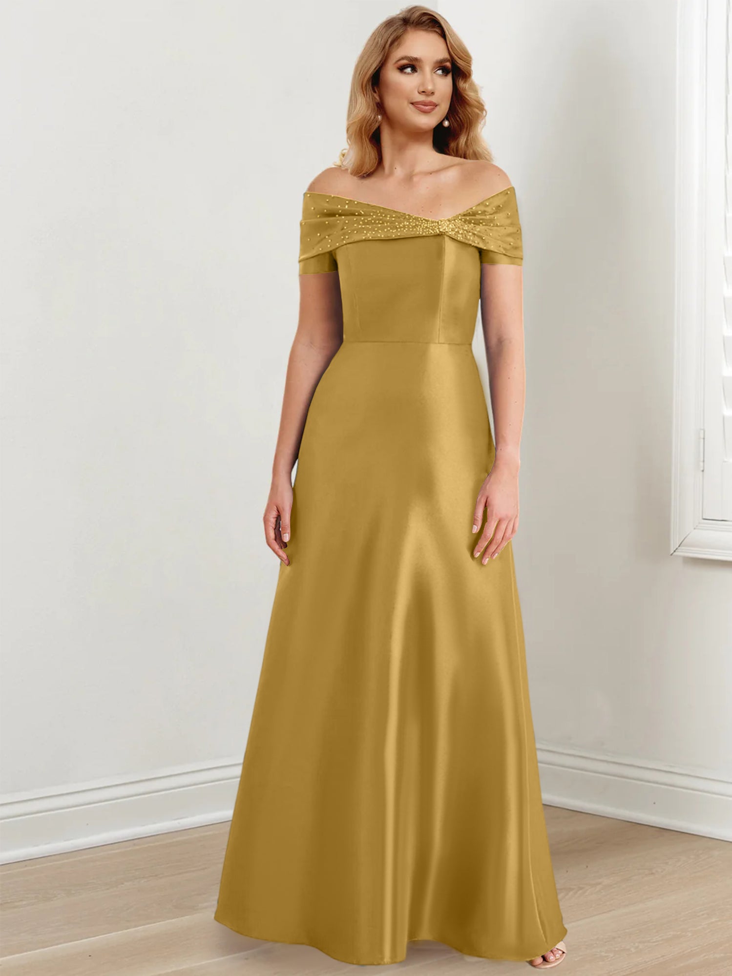 Long Off the Shoulder Mother of the Bride A Line Dresses