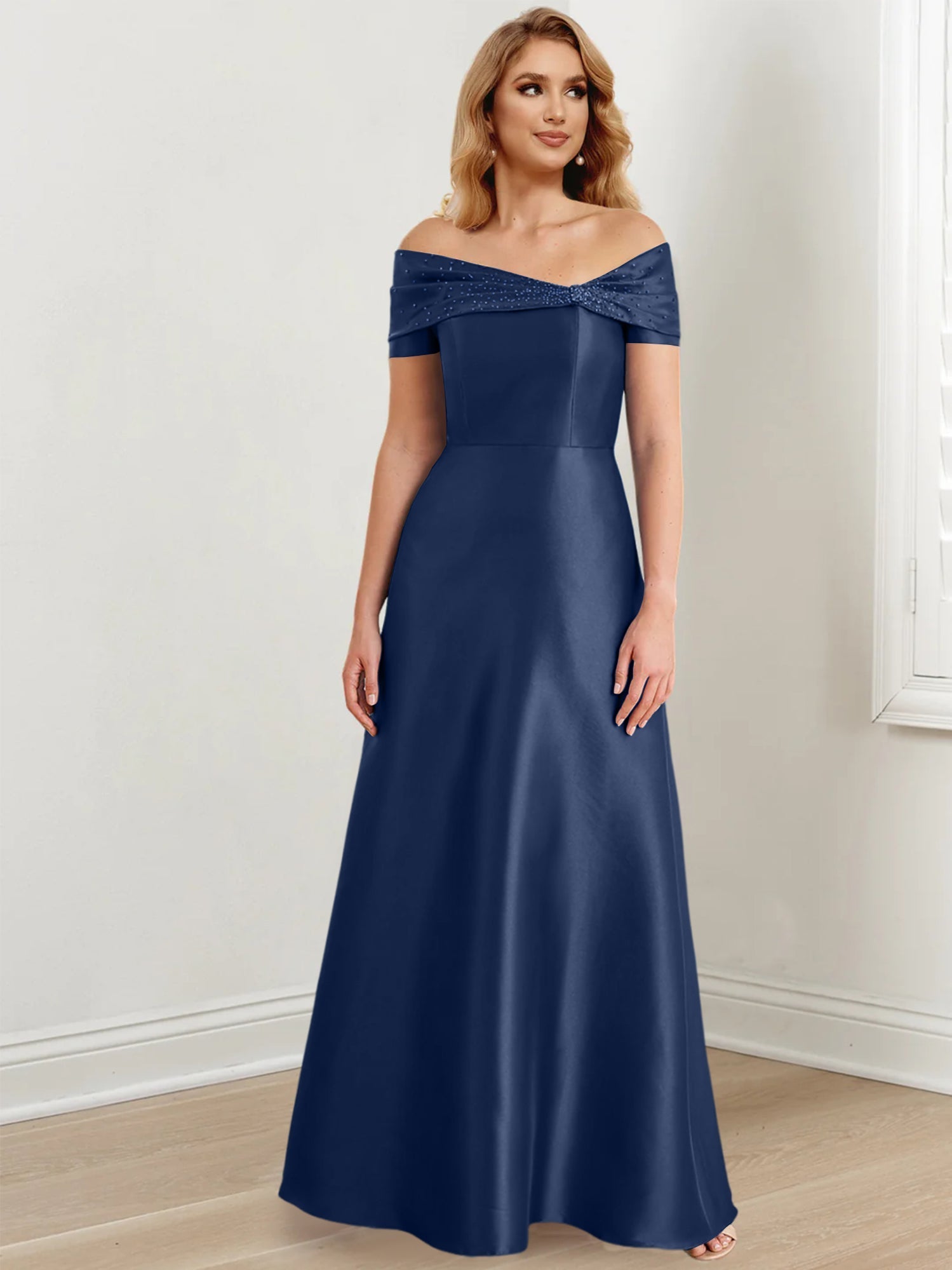 Long Off the Shoulder Mother of the Bride A Line Dresses