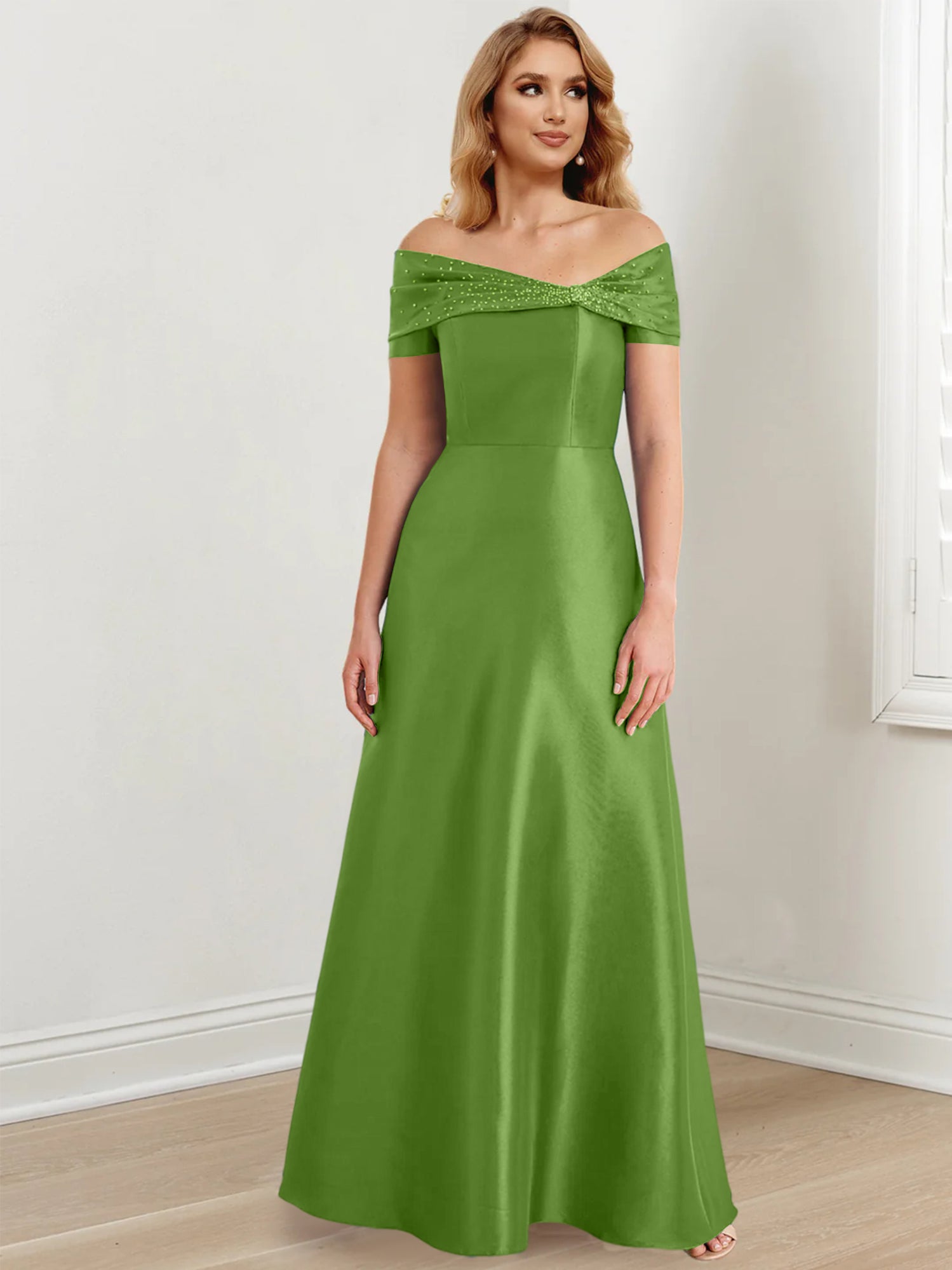 Long Off the Shoulder Mother of the Bride A Line Dresses