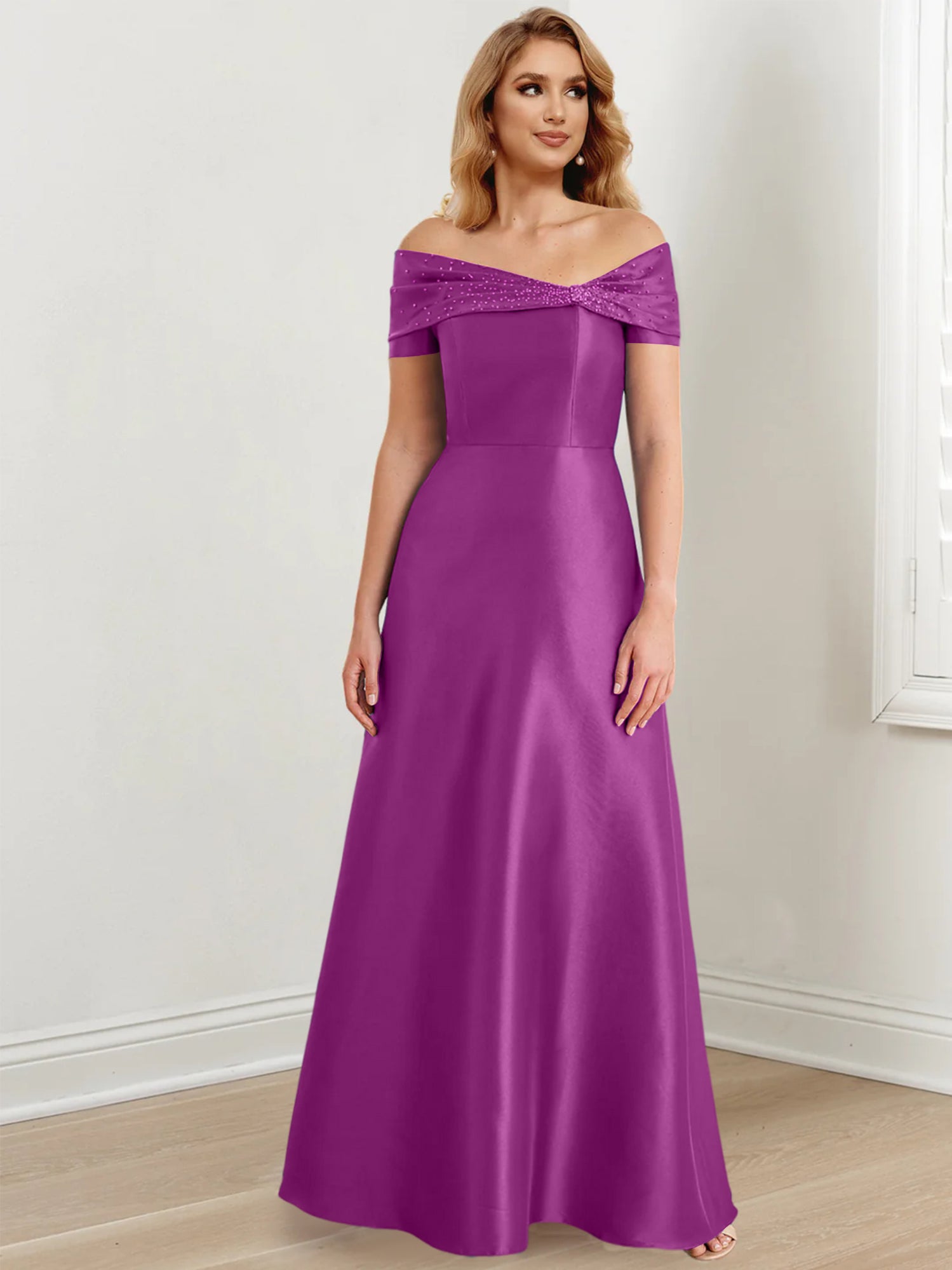 Long Off the Shoulder Mother of the Bride A Line Dresses