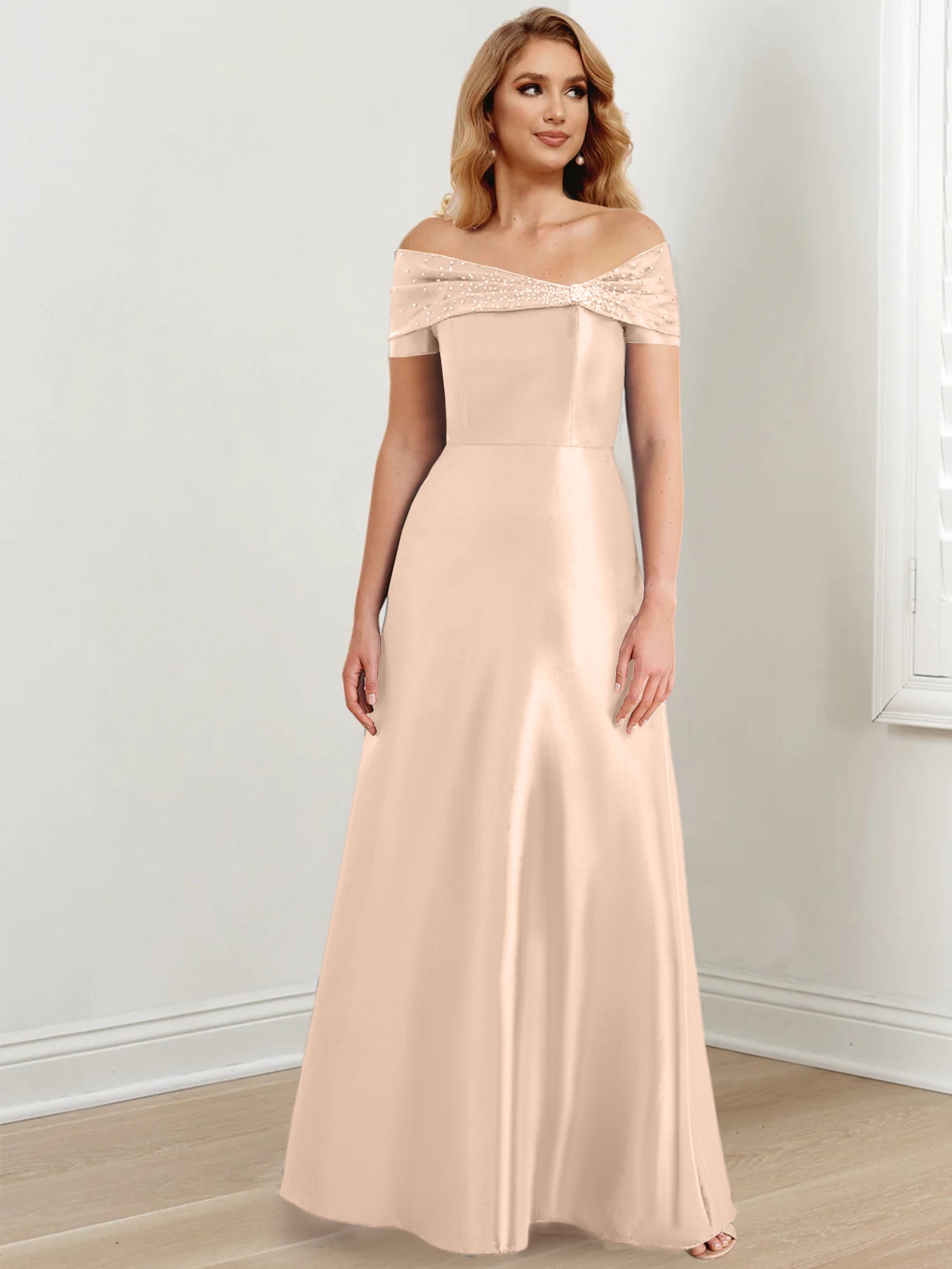 Long Off the Shoulder Mother of the Bride A Line Dresses
