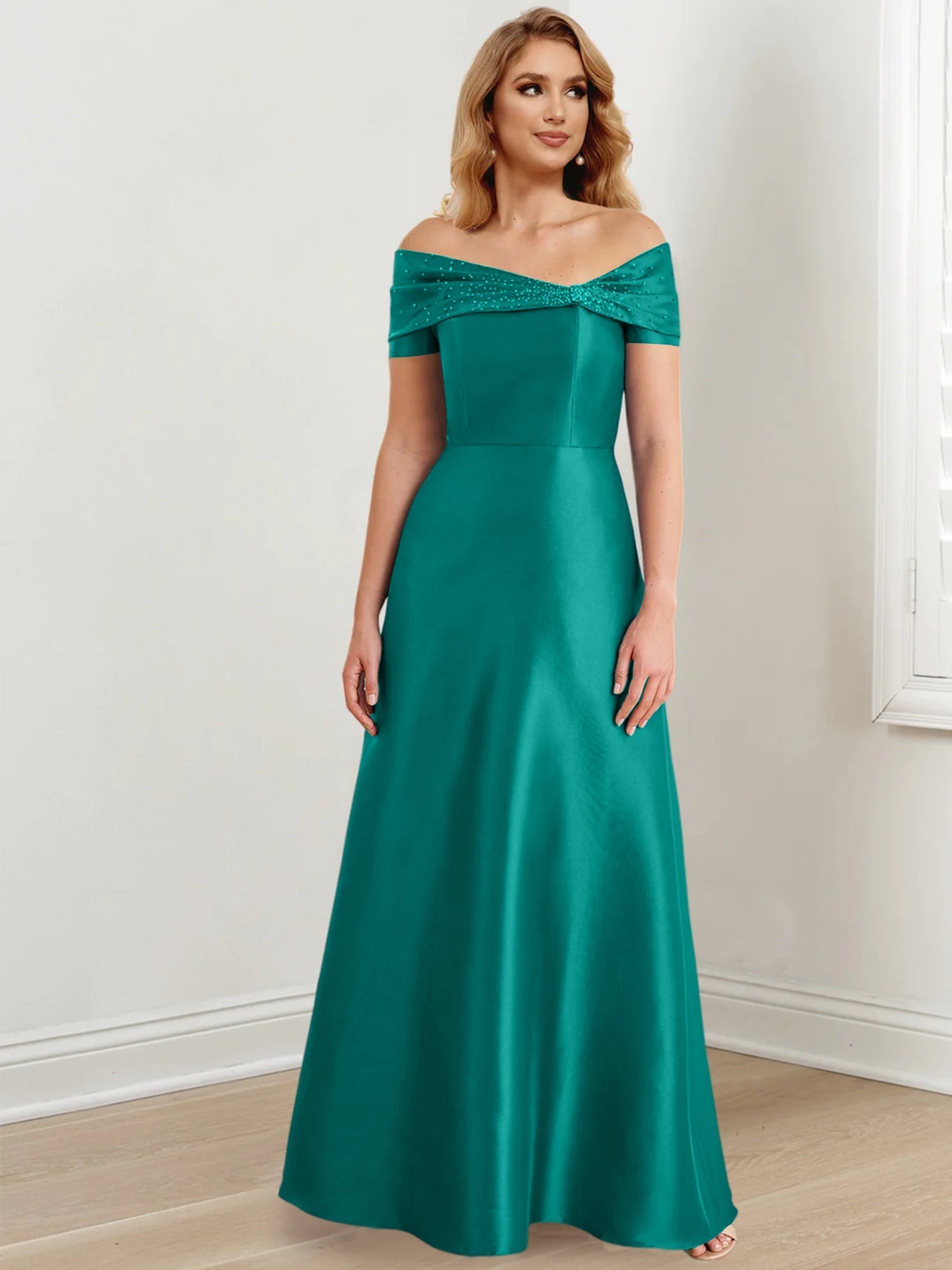 Long Off the Shoulder Mother of the Bride A Line Dresses