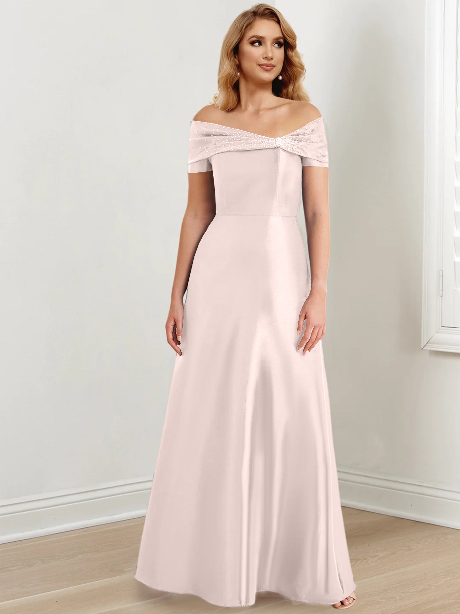 Long Off the Shoulder Mother of the Bride A Line Dresses