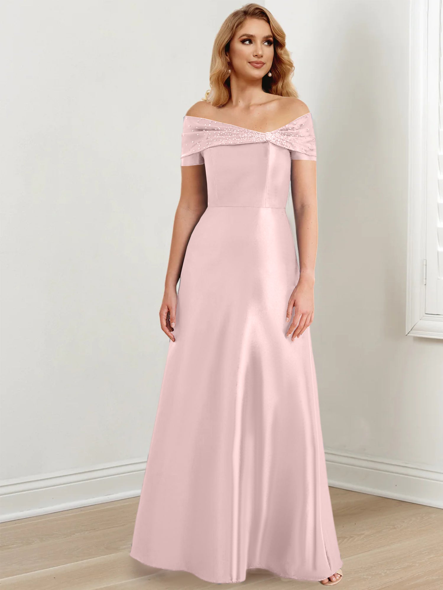 Long Off the Shoulder Mother of the Bride A Line Dresses