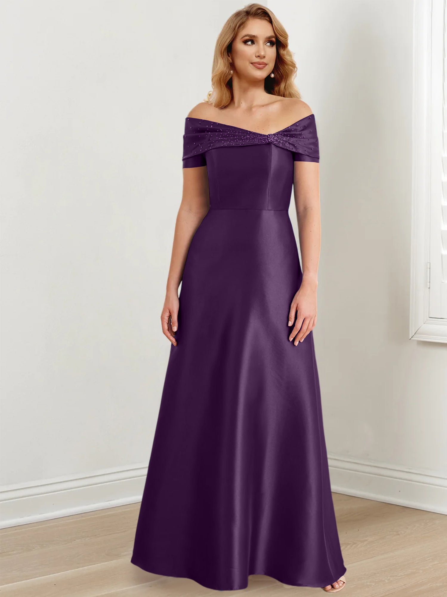 Long Off the Shoulder Mother of the Bride A Line Dresses