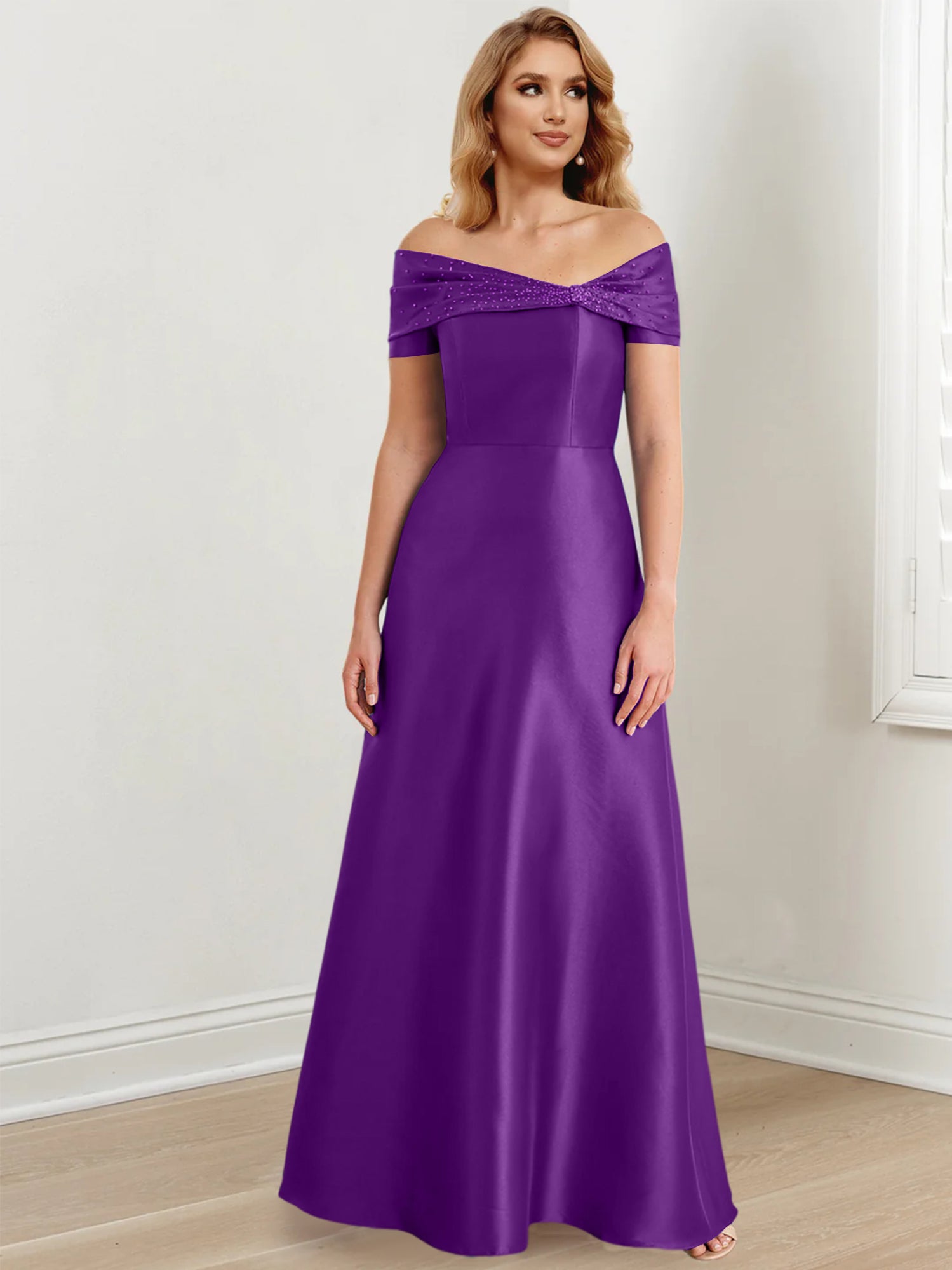 Long Off the Shoulder Mother of the Bride A Line Dresses