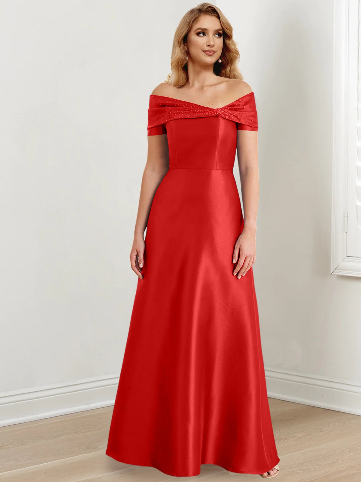 Long Off the Shoulder Mother of the Bride A Line Dresses