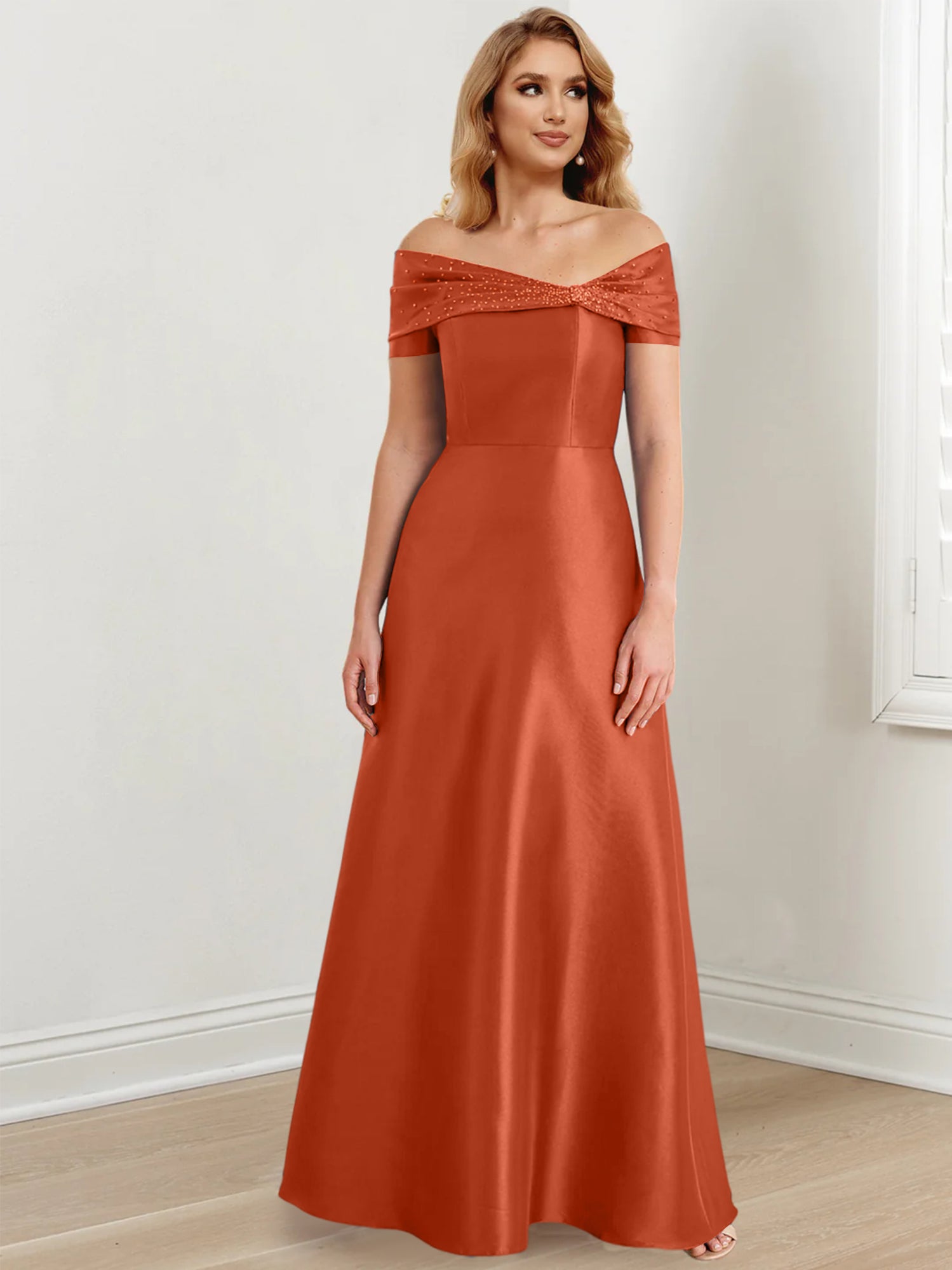Long Off the Shoulder Mother of the Bride A Line Dresses
