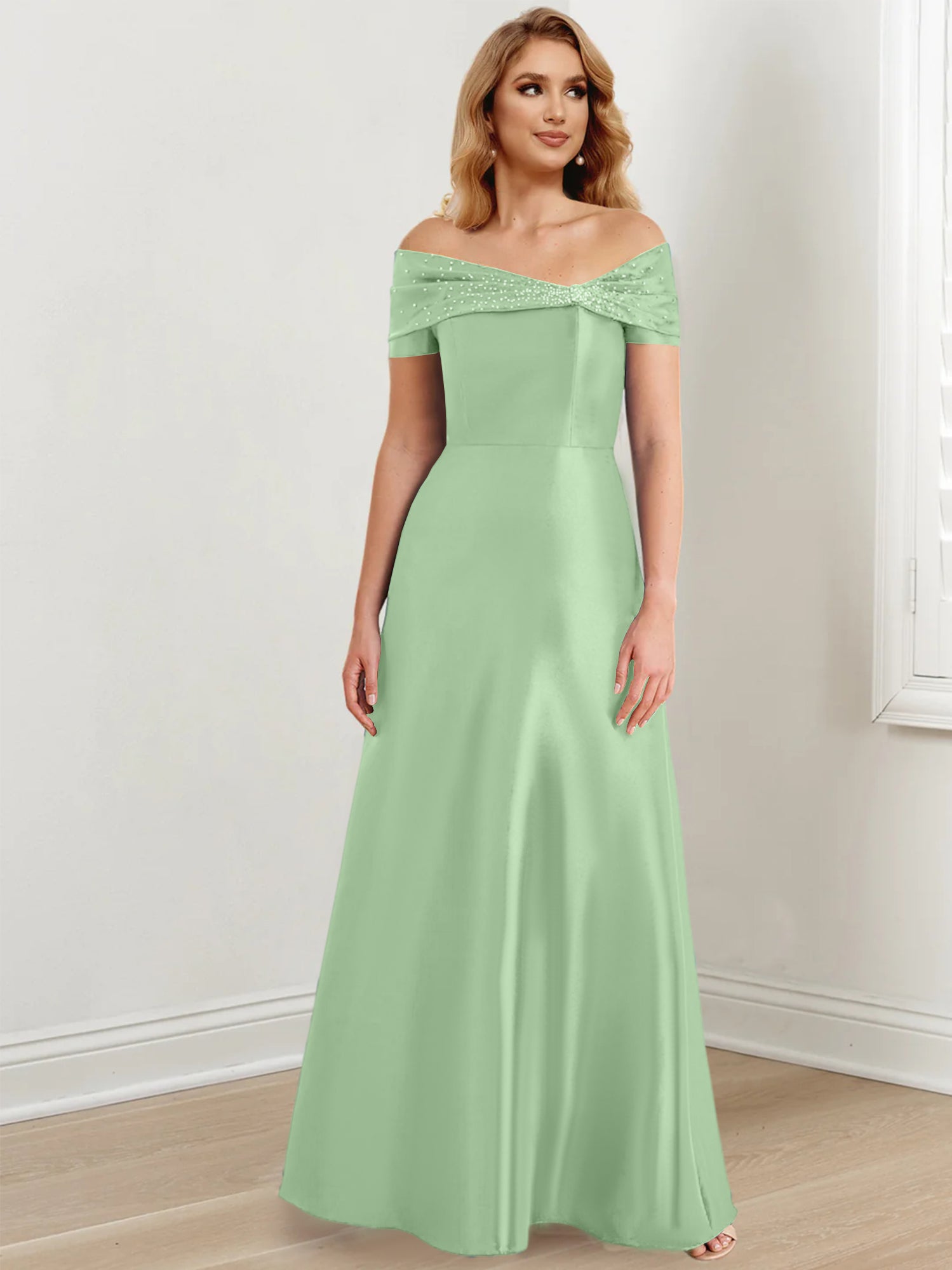 Long Off the Shoulder Mother of the Bride A Line Dresses