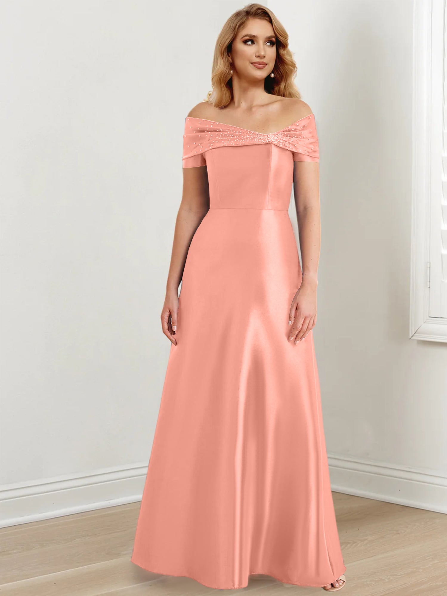 Long Off the Shoulder Mother of the Bride A Line Dresses