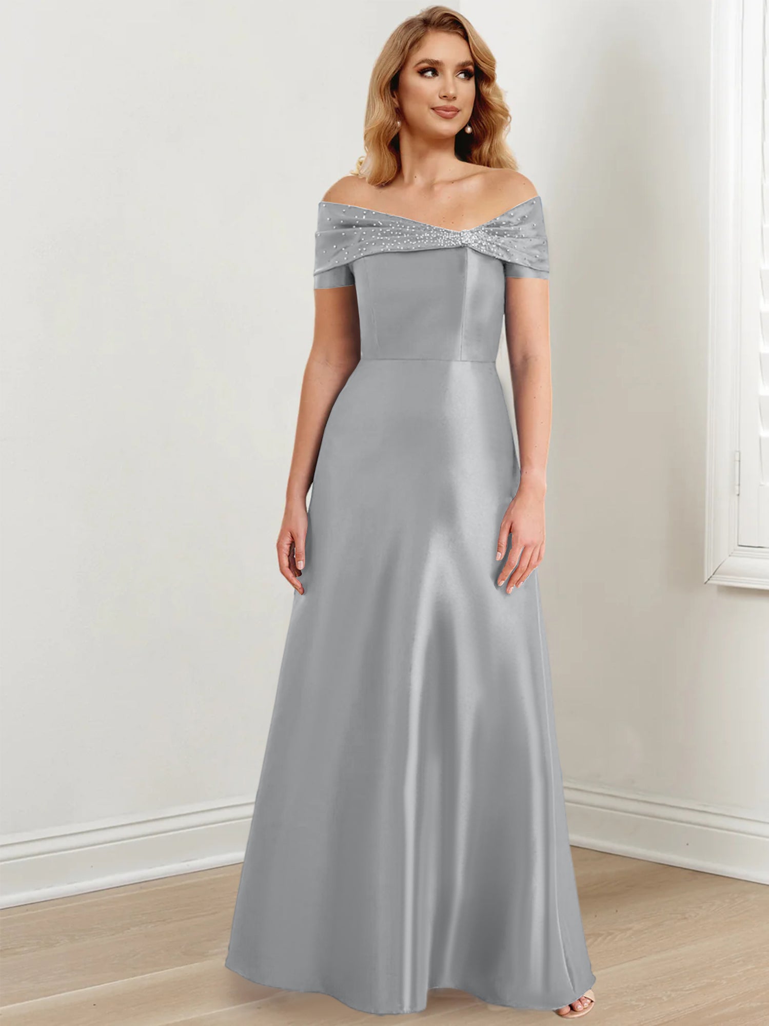 Long Off the Shoulder Mother of the Bride A Line Dresses