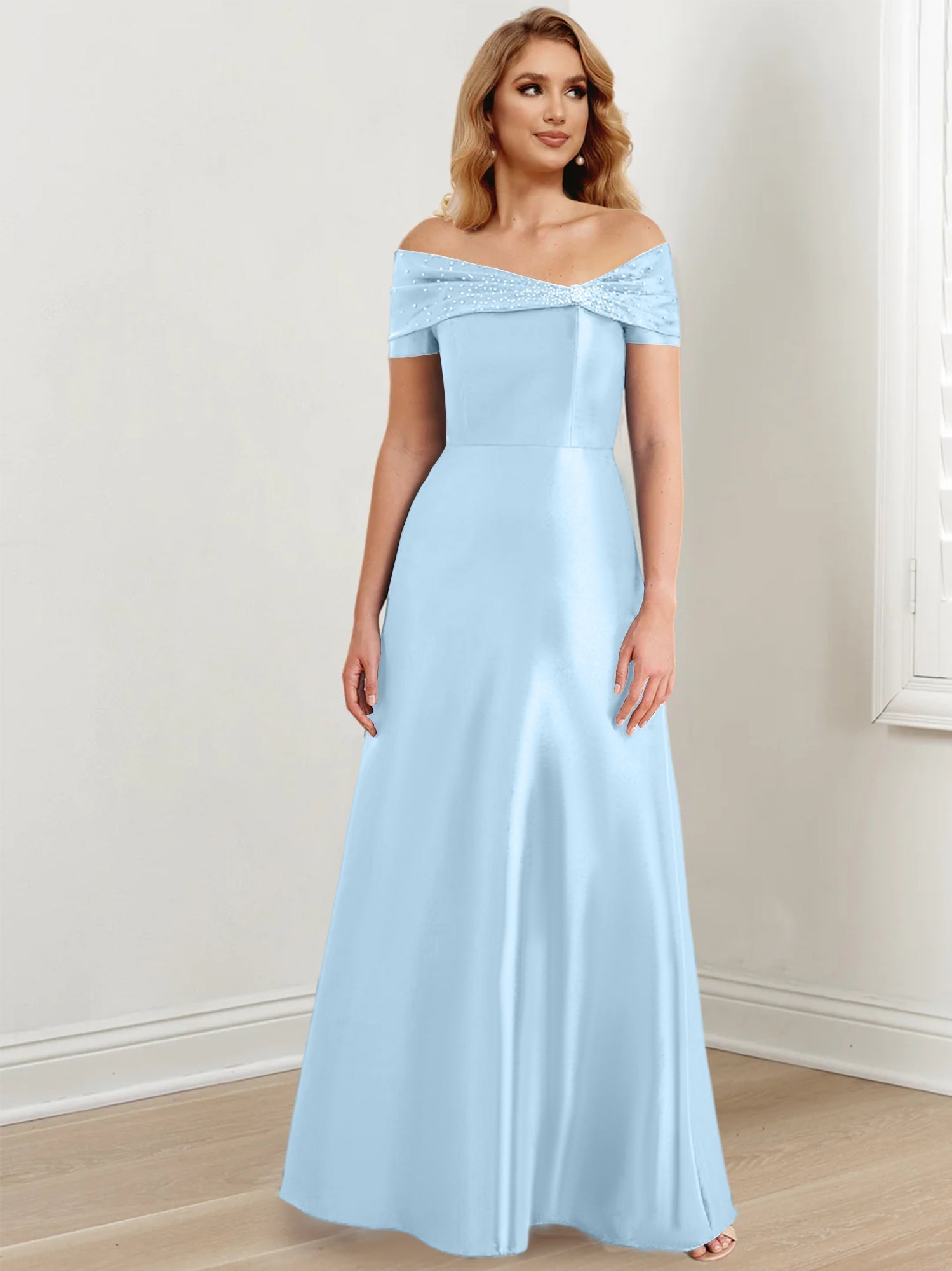 Long Off the Shoulder Mother of the Bride A Line Dresses
