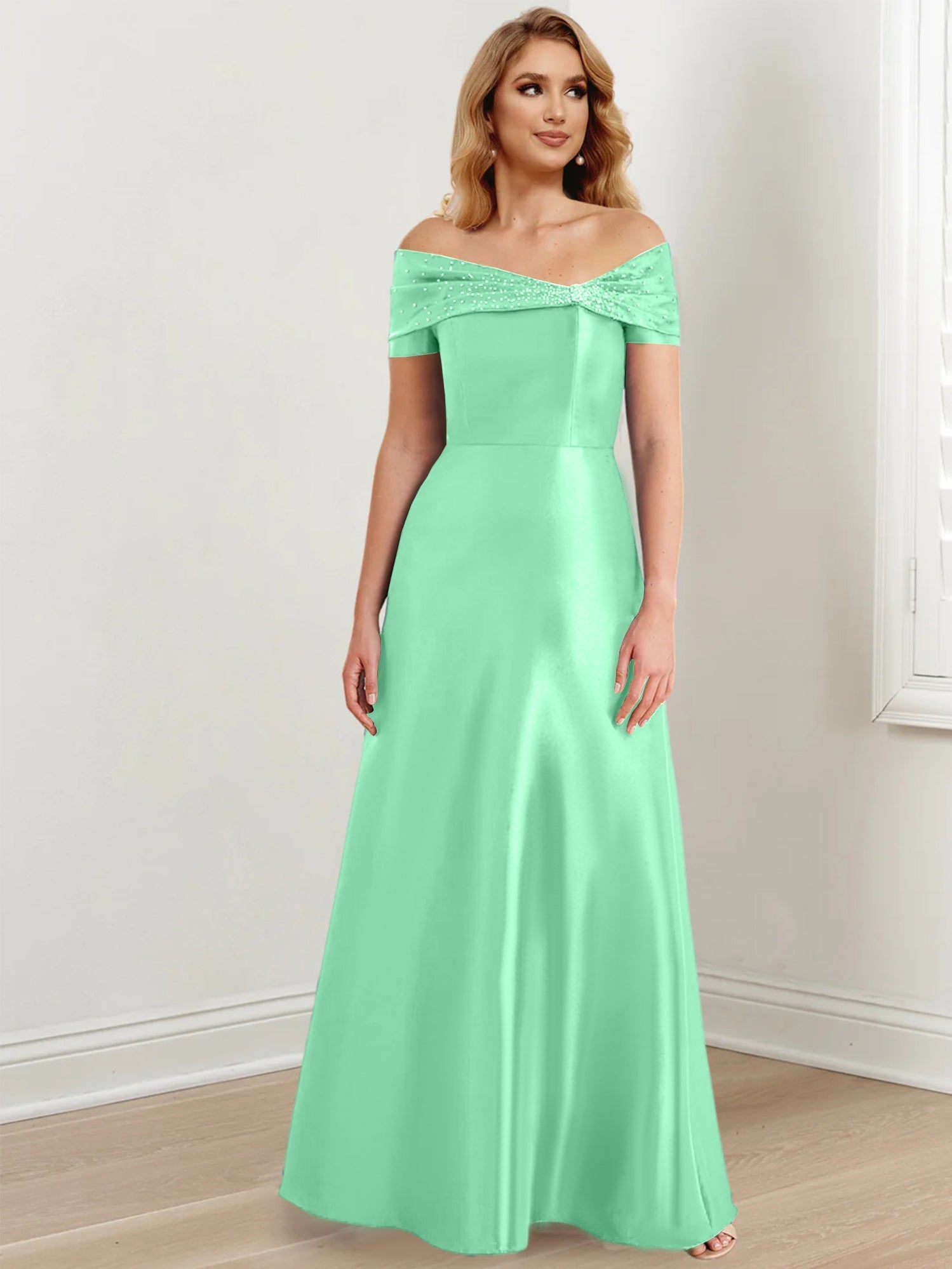 Long Off the Shoulder Mother of the Bride A Line Dresses