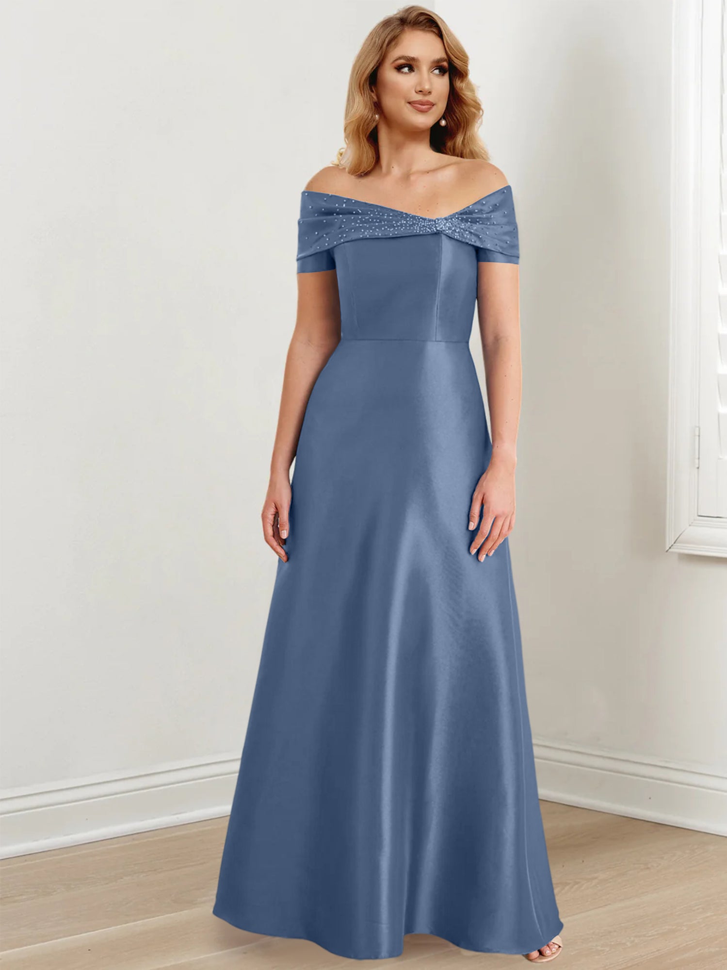 Long Off the Shoulder Mother of the Bride A Line Dresses