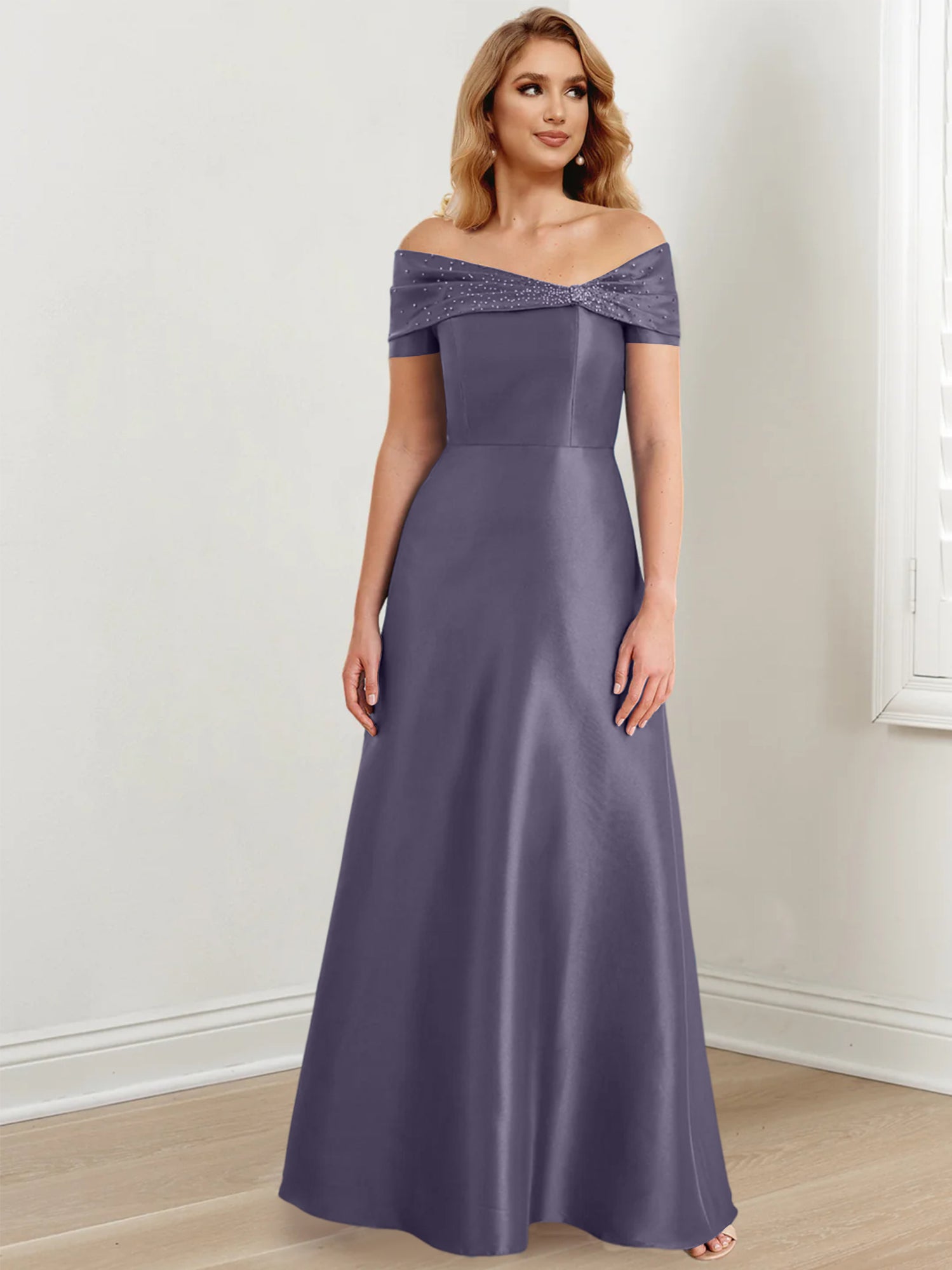Long Off the Shoulder Mother of the Bride A Line Dresses