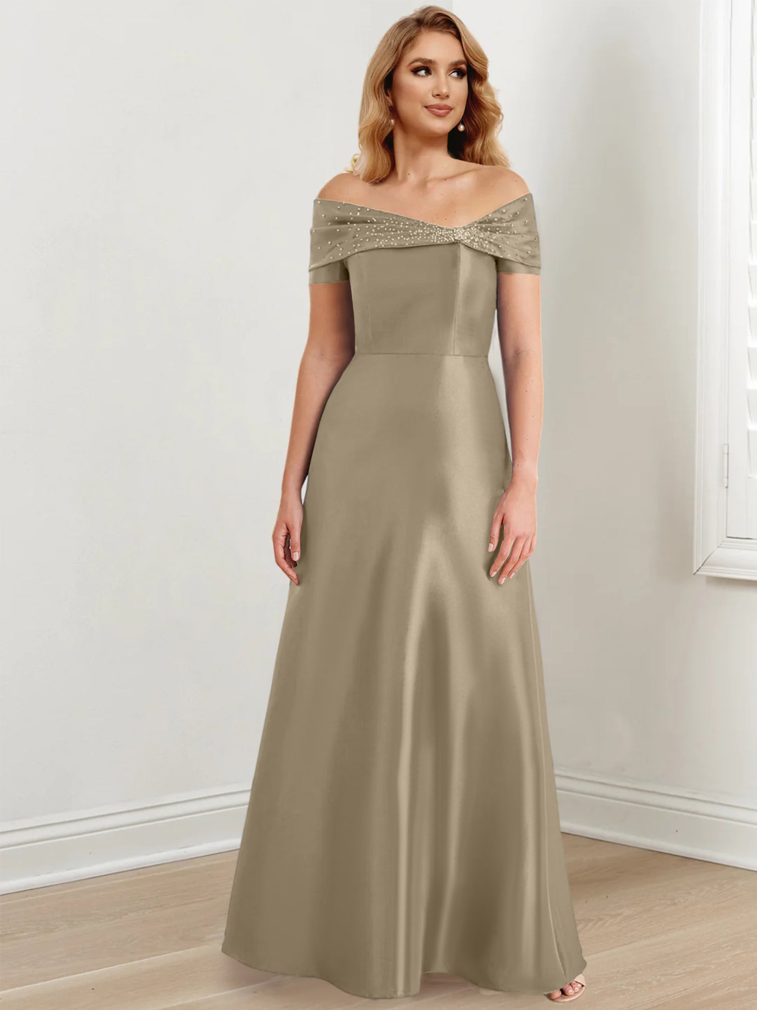 Long Off the Shoulder Mother of the Bride A Line Dresses