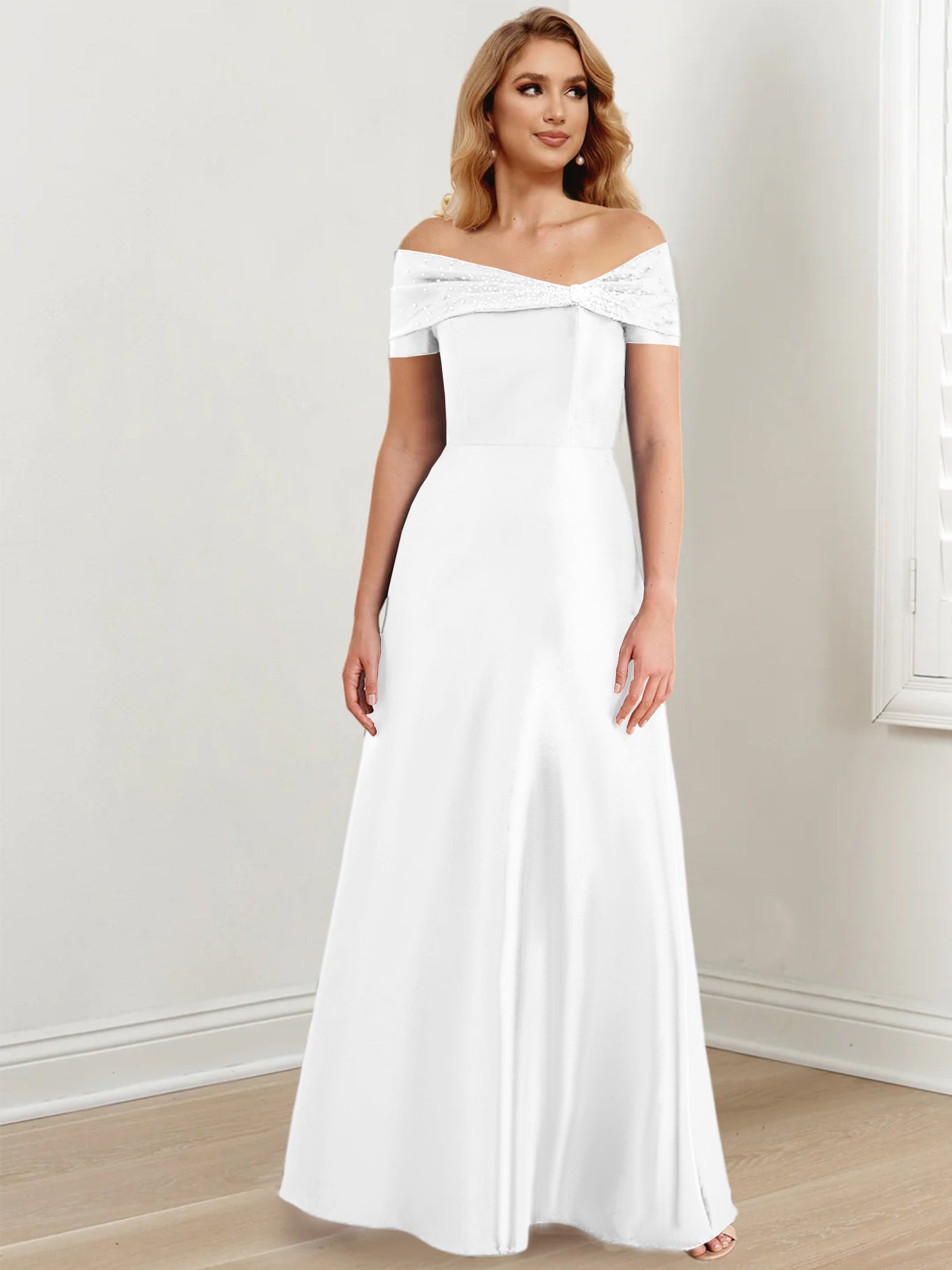 Long Off the Shoulder Mother of the Bride A Line Dresses