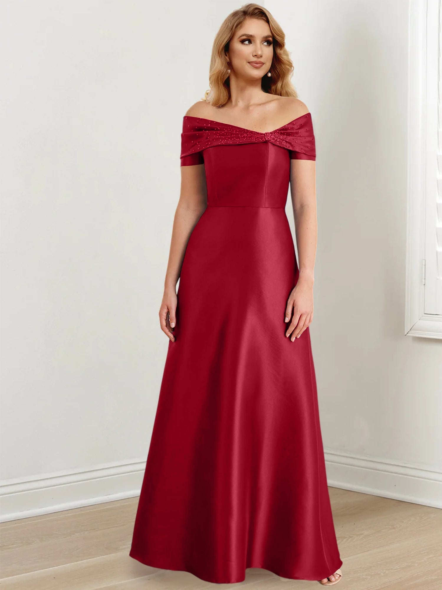 Long Off the Shoulder Mother of the Bride A Line Dresses