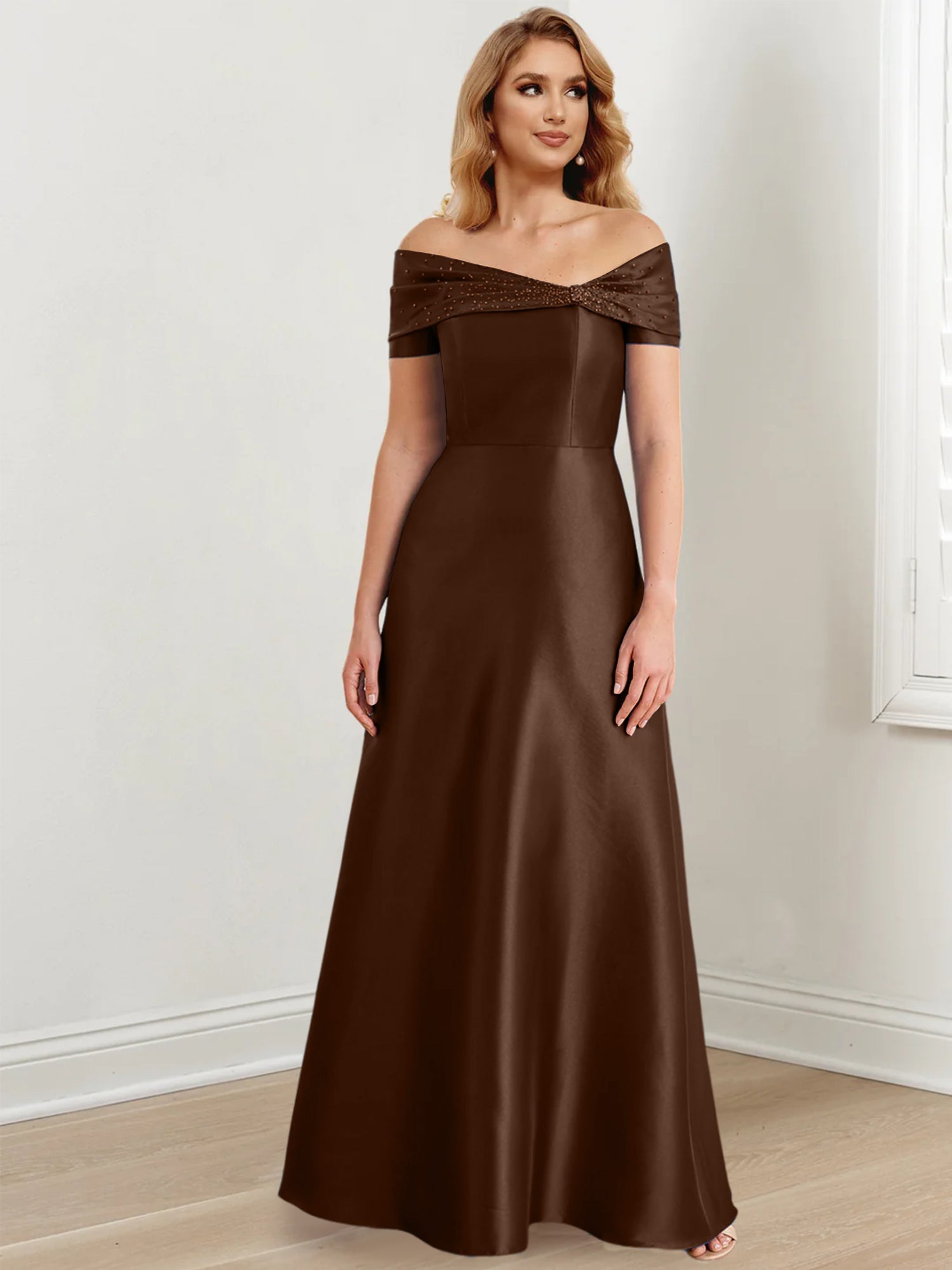 Long Off the Shoulder Mother of the Bride A Line Dresses