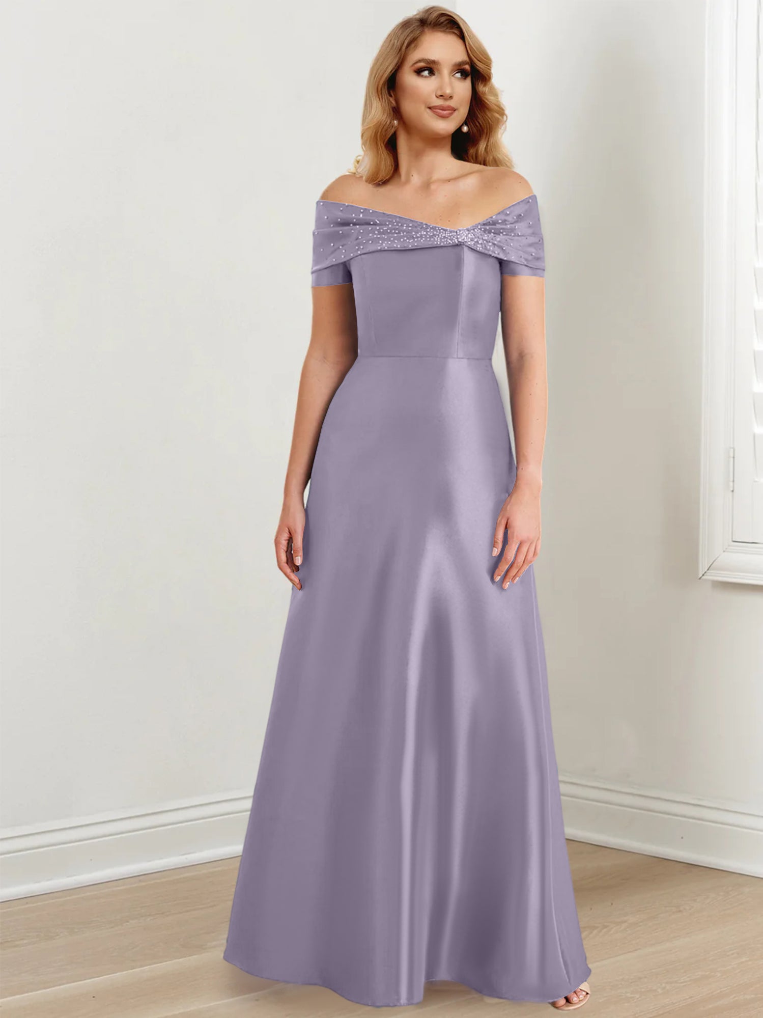 Long Off the Shoulder Mother of the Bride A Line Dresses