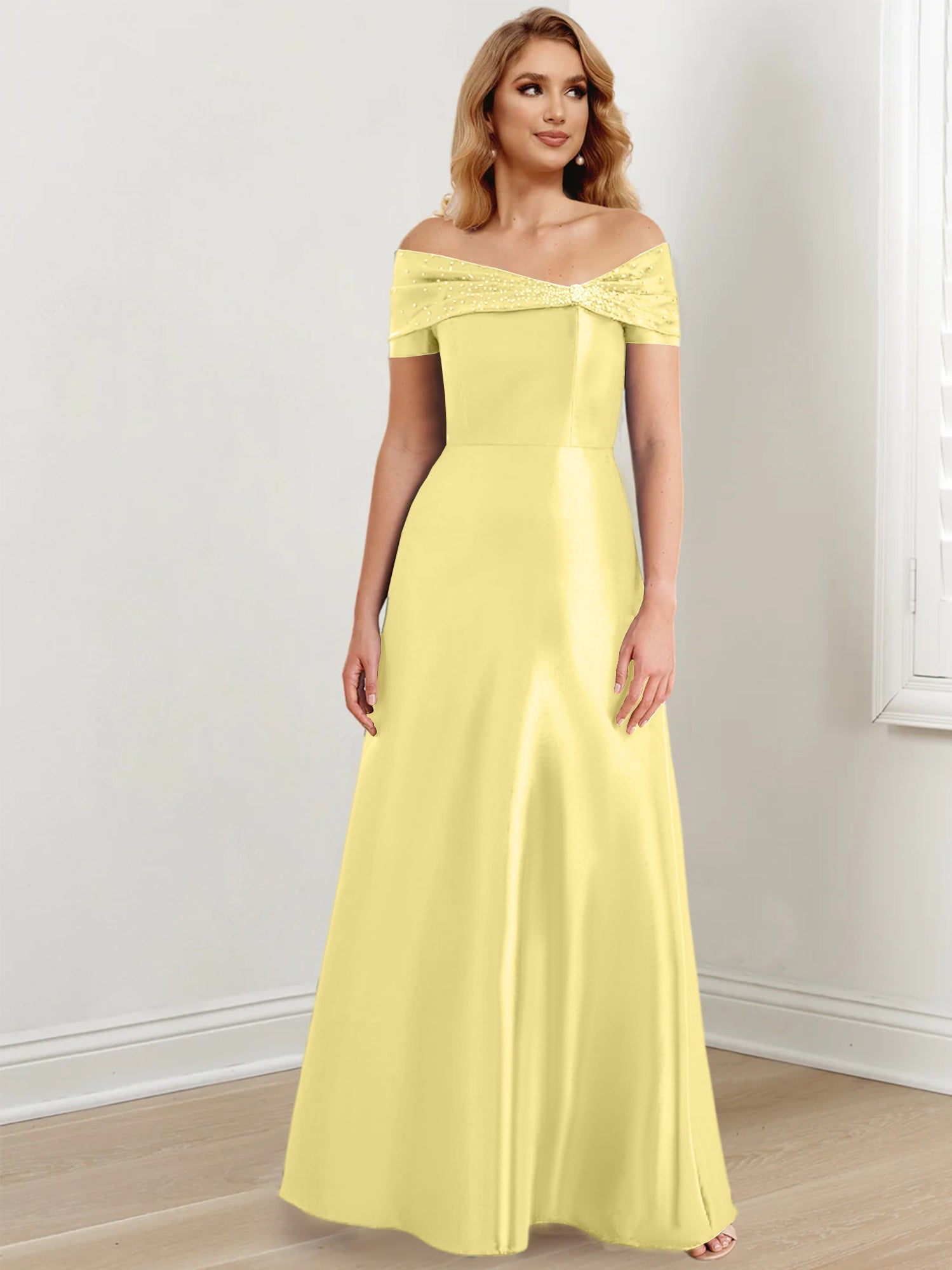 Long Off the Shoulder Mother of the Bride A Line Dresses