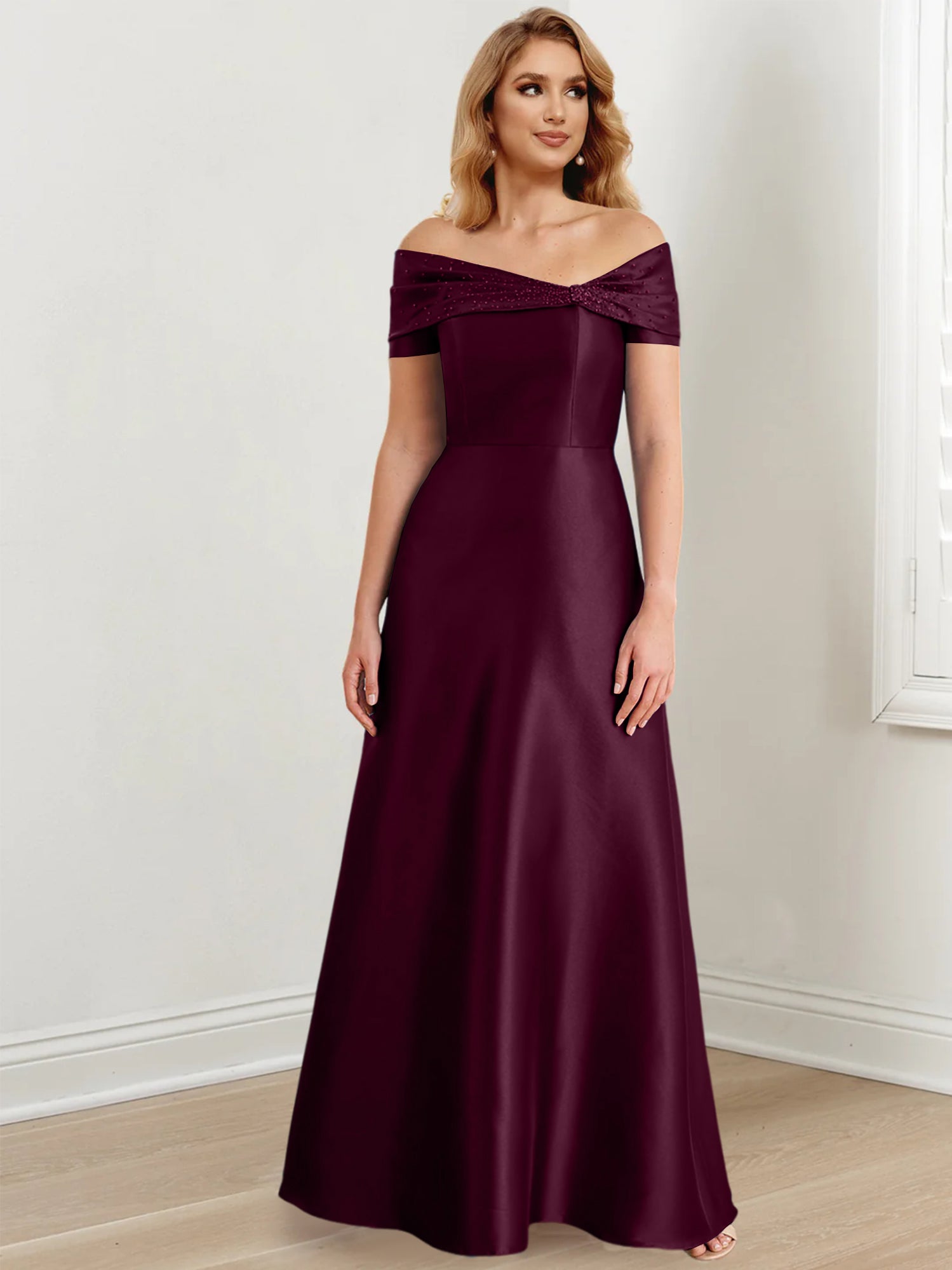 Long Off the Shoulder Mother of the Bride A Line Dresses