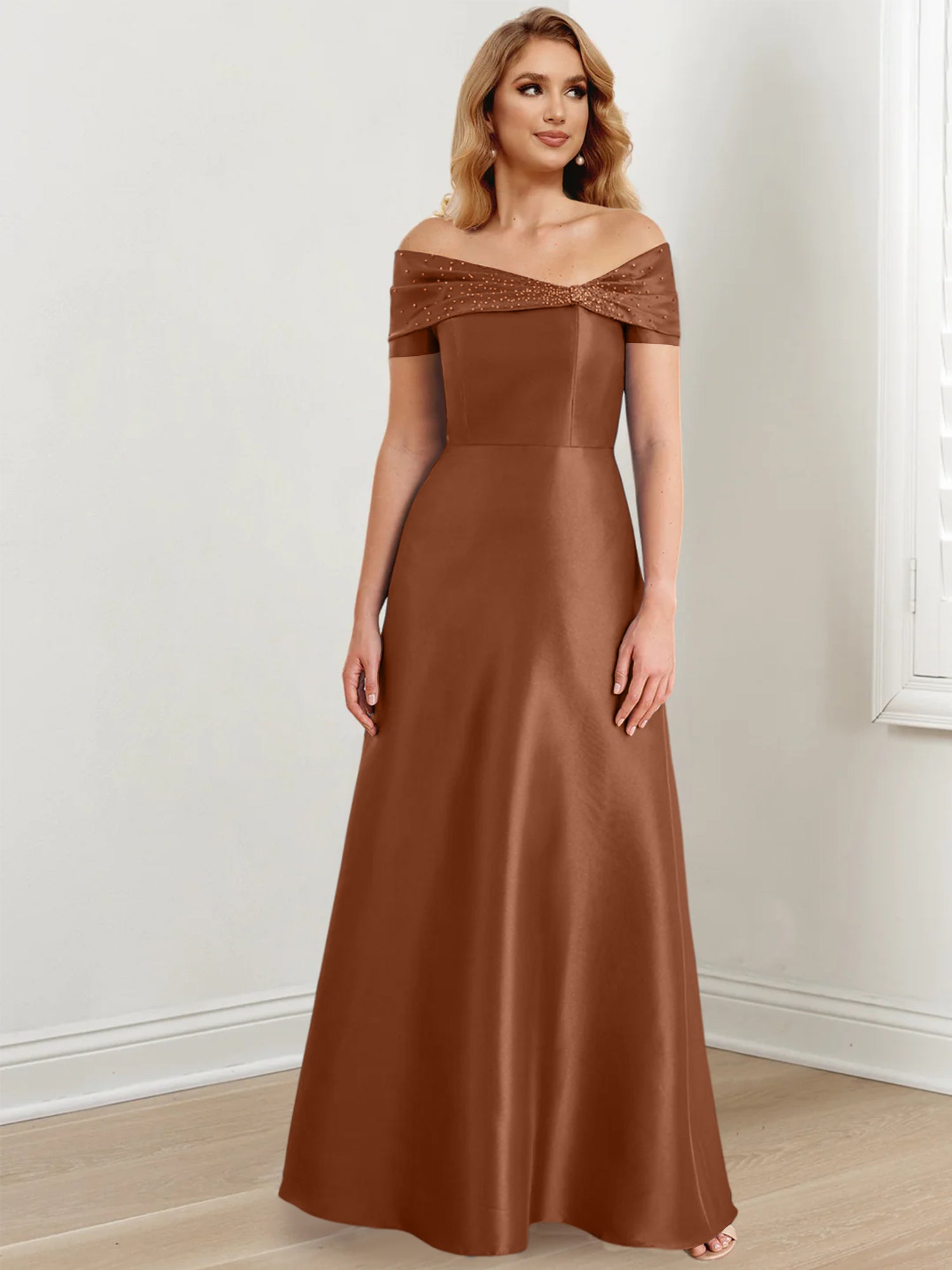 Long Off the Shoulder Mother of the Bride A Line Dresses
