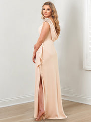 Long V Neck Sheath Mother of the Bride Gowns