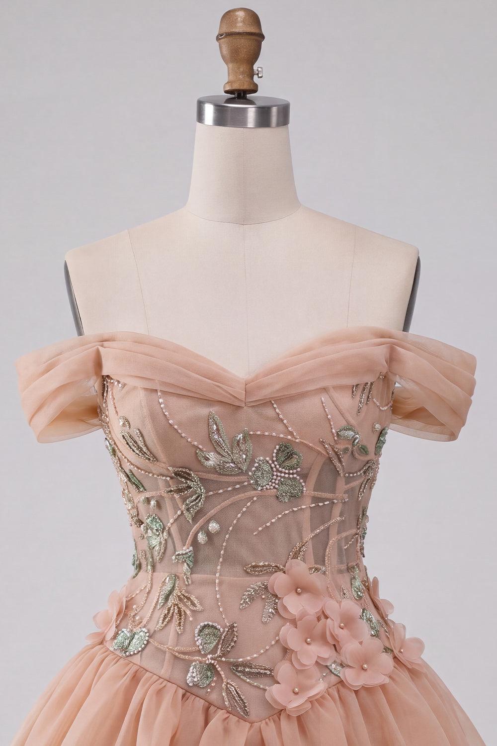 Floral Corset Light Pink A Line Beaded Short Homecoming Dress