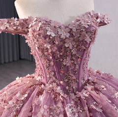 Floral Lace Off the Shoulder Quinceanera Dress Corset Party Ball Gown Sweet 16 Dress