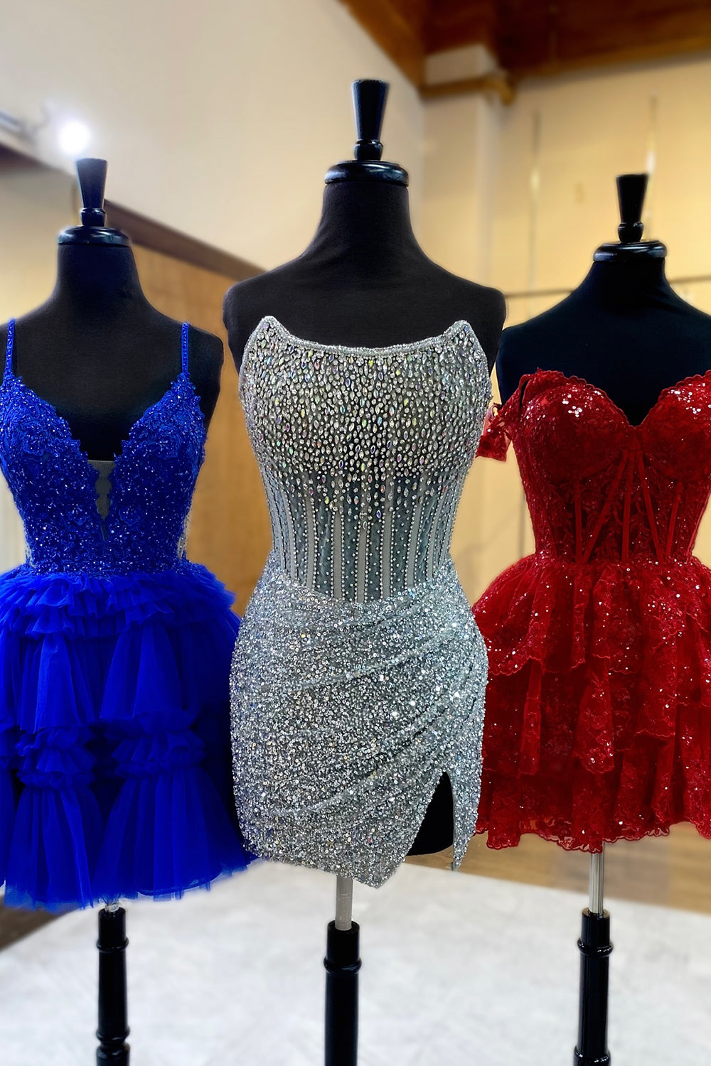 Fluffy Royal Blue Homecoming Dress A Line Halter Tiered Short Corset Cocktail Party Dresses
