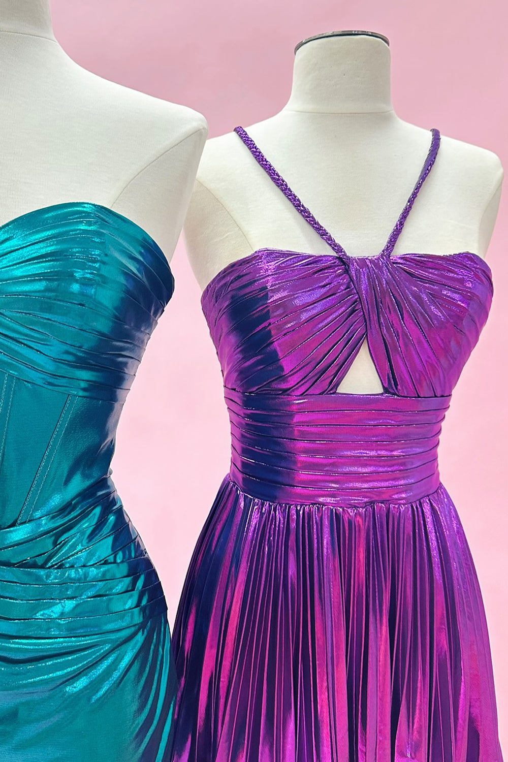 Fuchsia Homecoming Dress A-Line Halter Pleated Short Cocktail Dresses