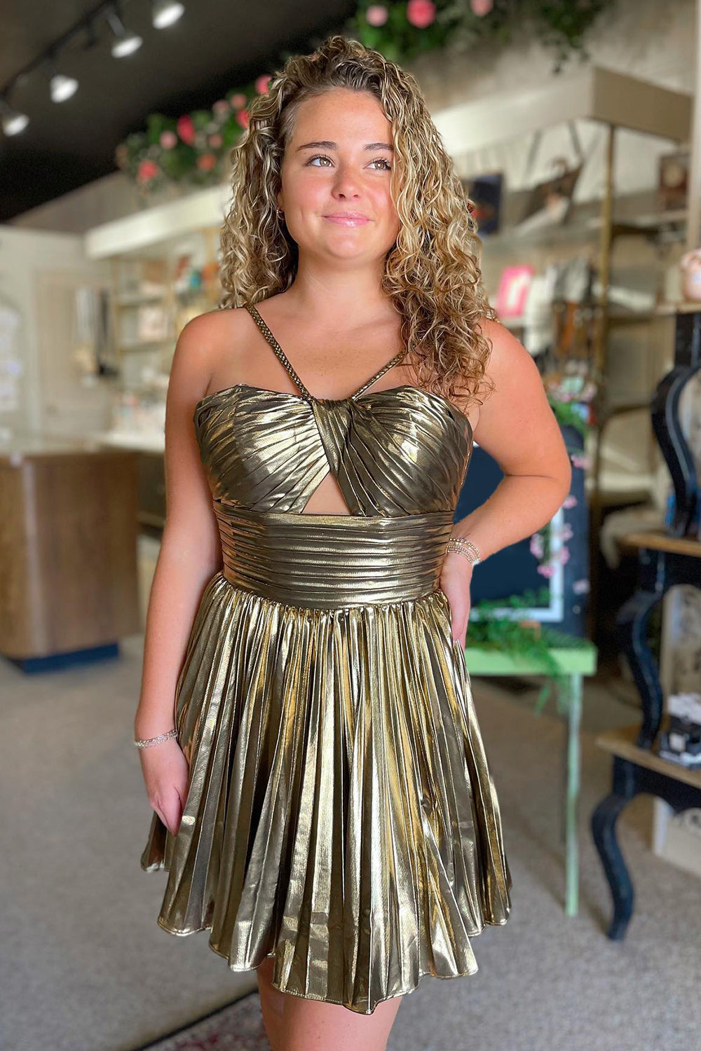 Fuchsia Homecoming Dress A Line Halter Pleated Short Prom Dress