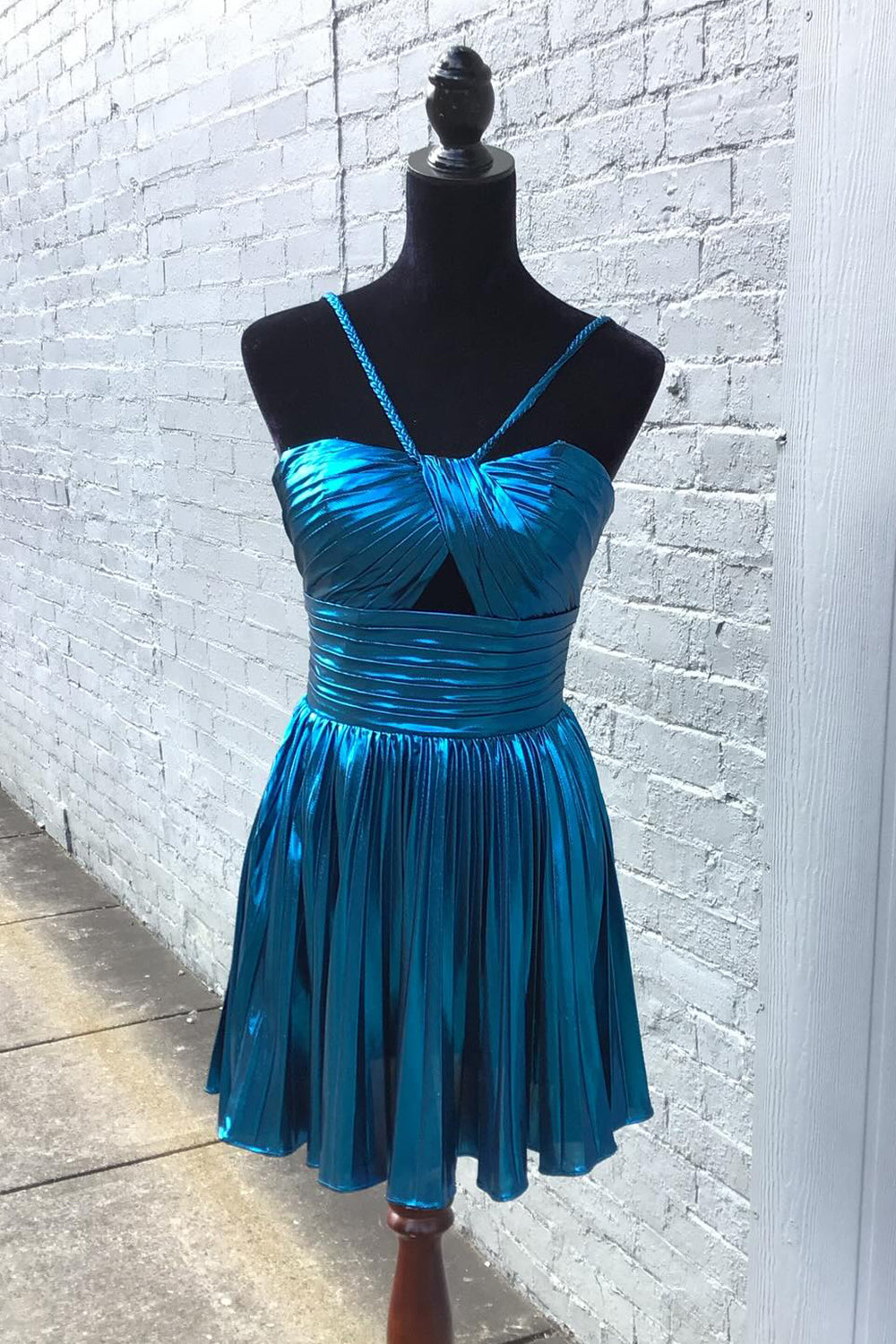 Fuchsia Homecoming Dress A Line Halter Pleated Short Prom Dress