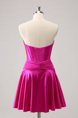 Fuchsia Homecoming Dress A Line Sweetheart Corset Short Prom Dress