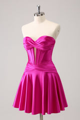 Fuchsia Homecoming Dress A Line Sweetheart Corset Short Prom Dress