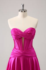 Fuchsia Homecoming Dress A Line Sweetheart Corset Short Prom Dress
