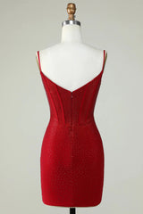Fuchsia Homecoming Dress Corset Top Tight Short Prom Dress with Beading
